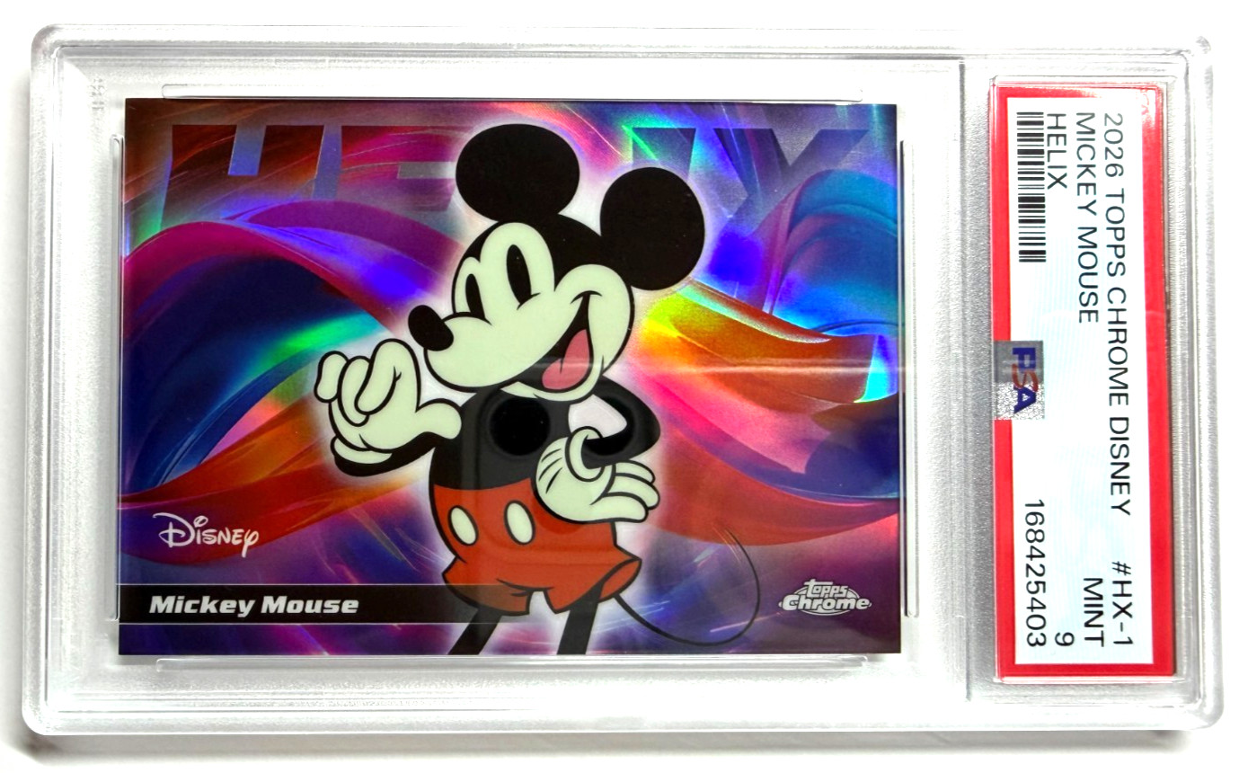 2026 Topps Chrome Disney Mickey Mouse Helix HX‑1 Authentic PSA 9 SSP Case Hit