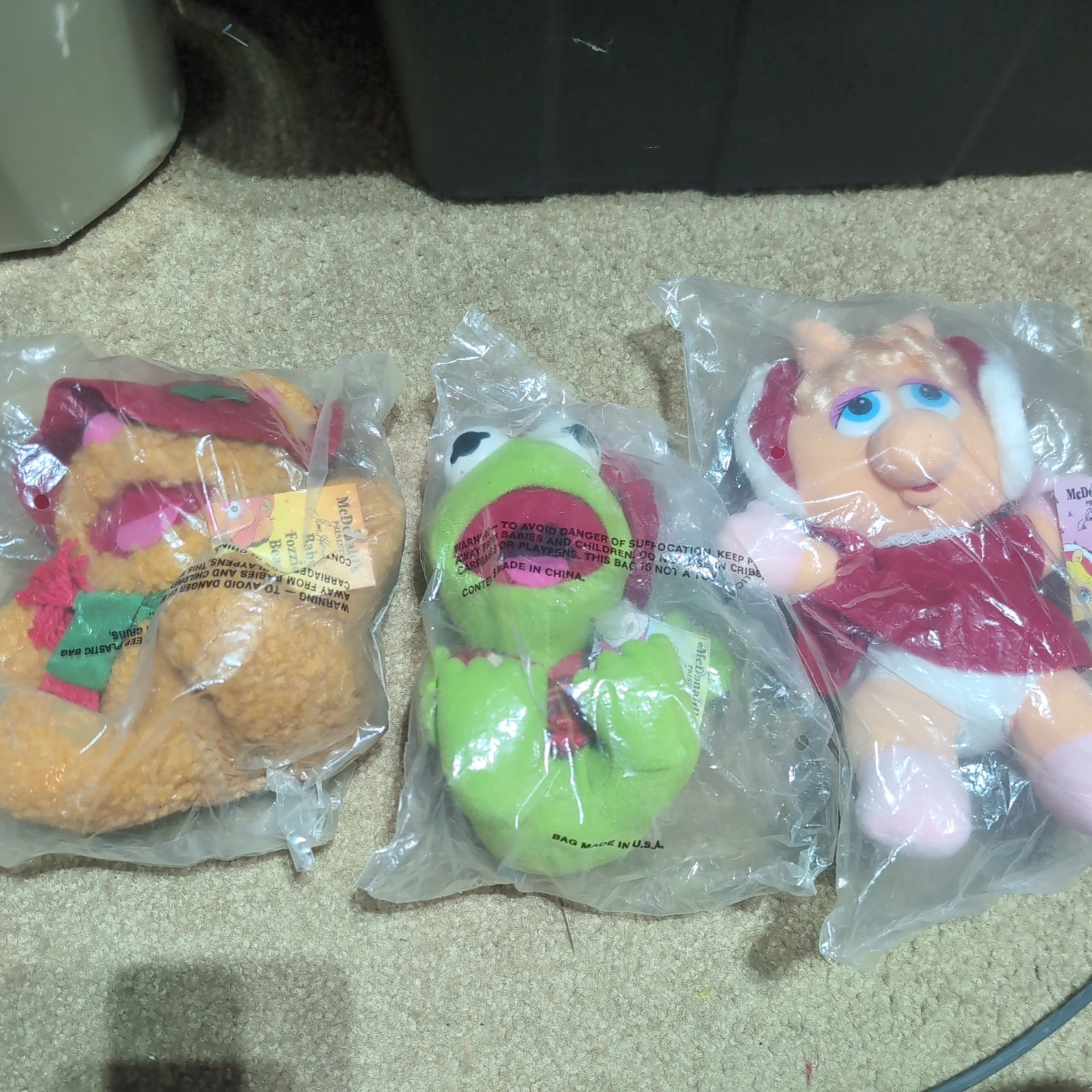Vintage 1988 McDonalds Baby Muppets With Tags- Kermit, Fozzie, Miss Piggy