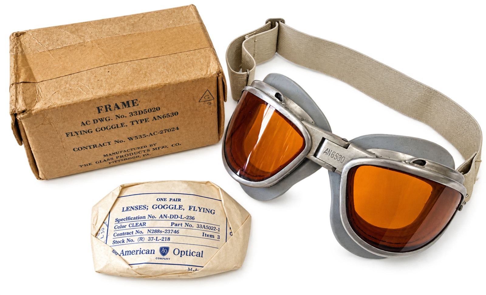 CHAS. FISCHER AN-6530 FLYING GOGGLES W/2 PIECE CUSHIONS CHAS. FISCHER AN-6530 FLYING GOGGLES W/2 PIECE CUSHIONS