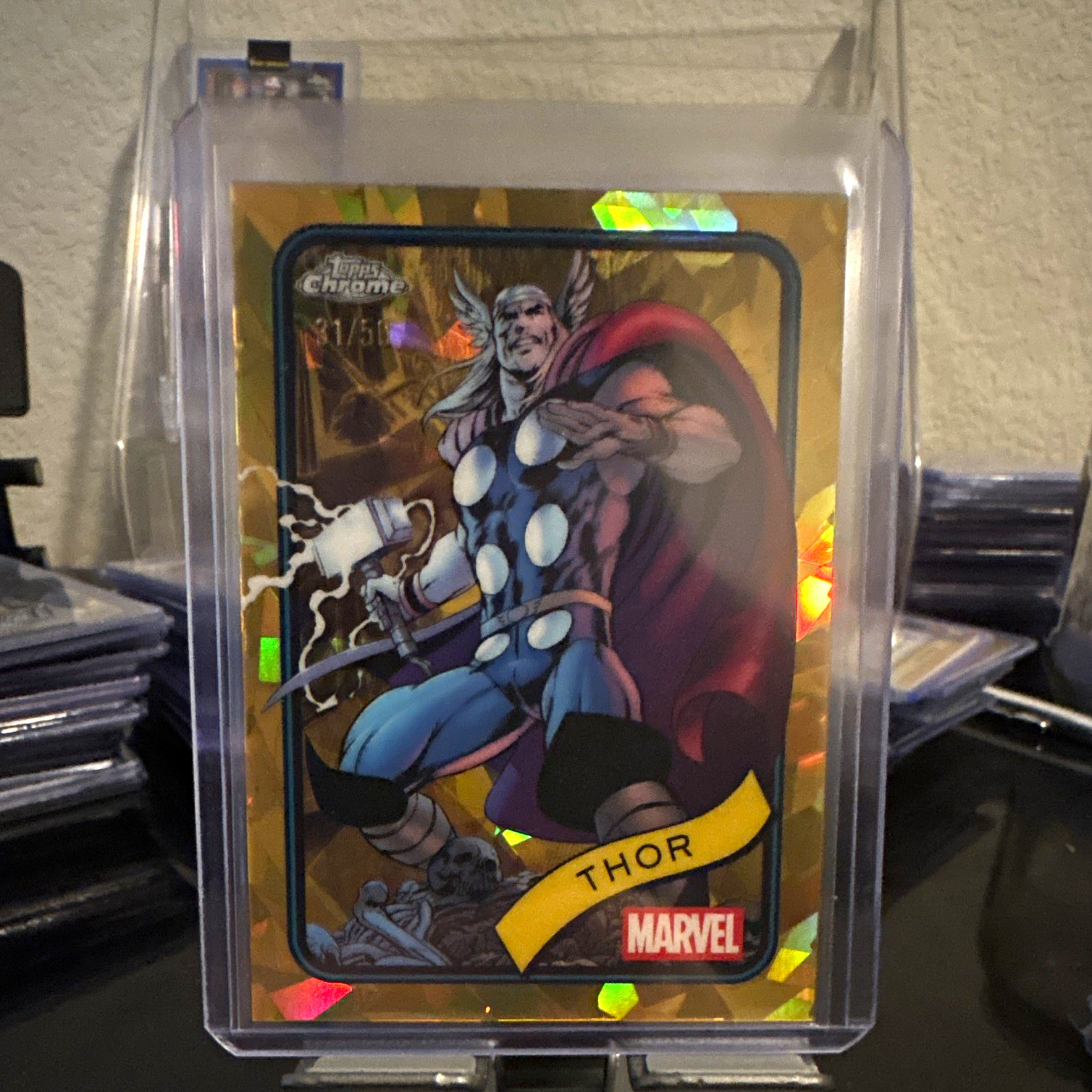 2025 Topps Chrome Marvel sapphire Thor #119 Gold Parallel Serial Numbered /50 2025 Topps Chrome Marvel sapphire Thor #119 Gold Parallel Serial Numbered /50