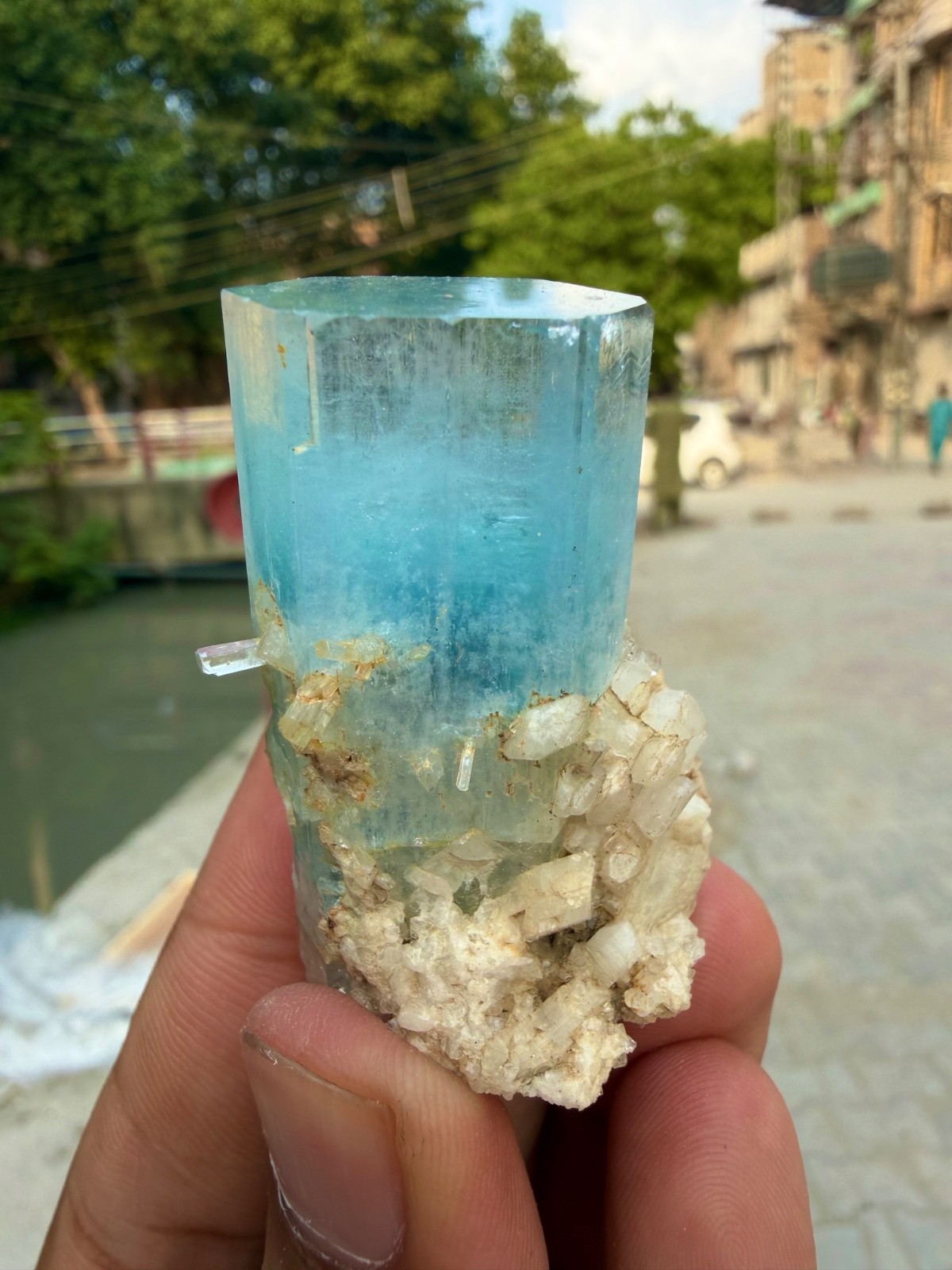Natural Rich Blue Aquamarine Crystal With Matrix Specimen Shigar Valley @Mineral