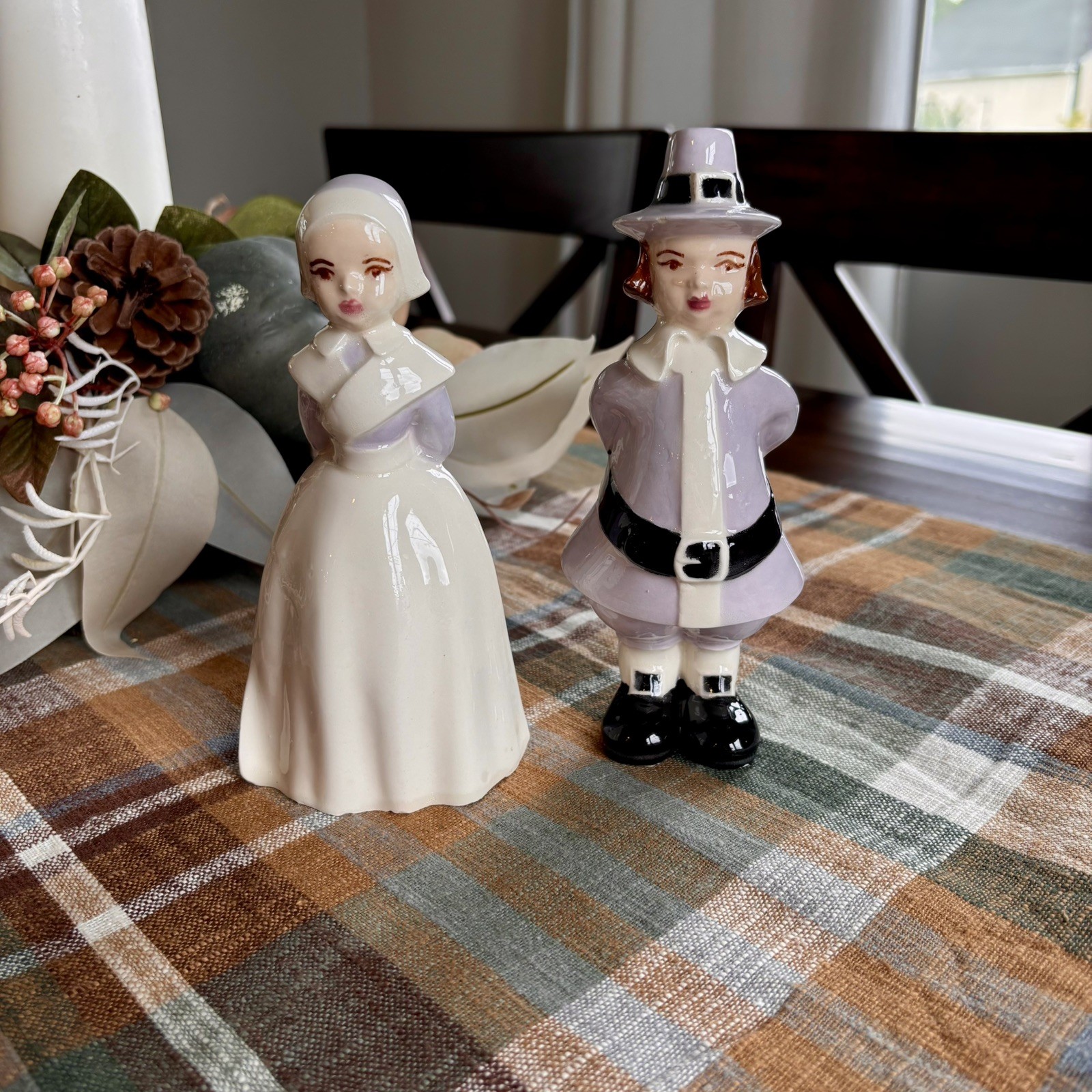 Vintage Atlantic Mold Pilgrims Man Woman Thanksgiving Fall Decor Lot Of 2 7” Vintage Atlantic Mold Pilgrims Man Woman Thanksgiving Fall Decor Lot Of 2 7”