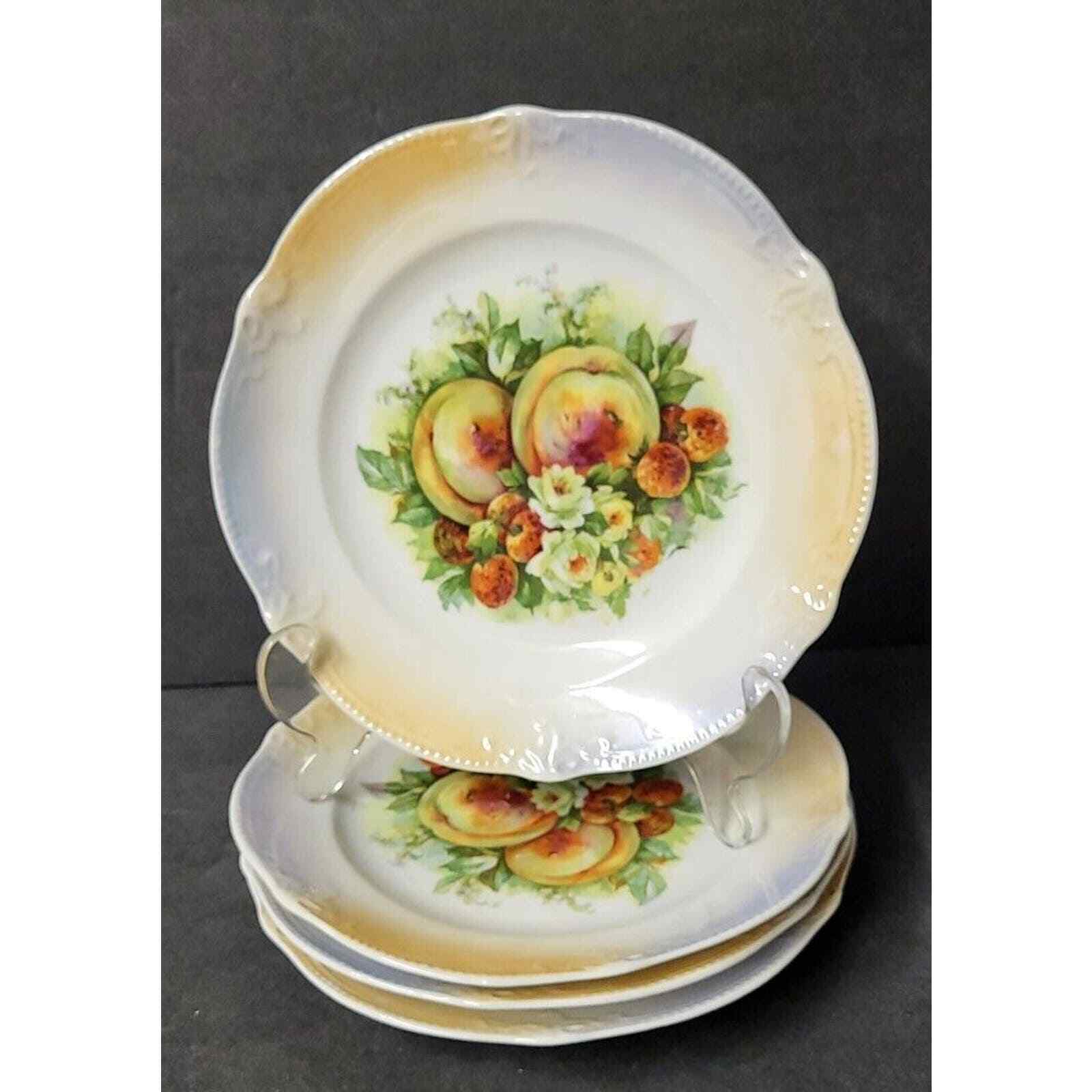 4 Vintage Hand Painted Porcelain Desert Plates Germany 155