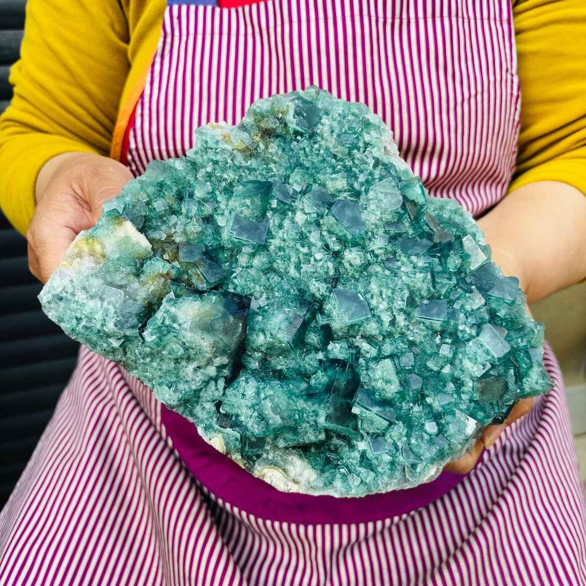 8.73LB Natural Green Fluorite Quartz Crystal Mineral Specimen Reiki Healing