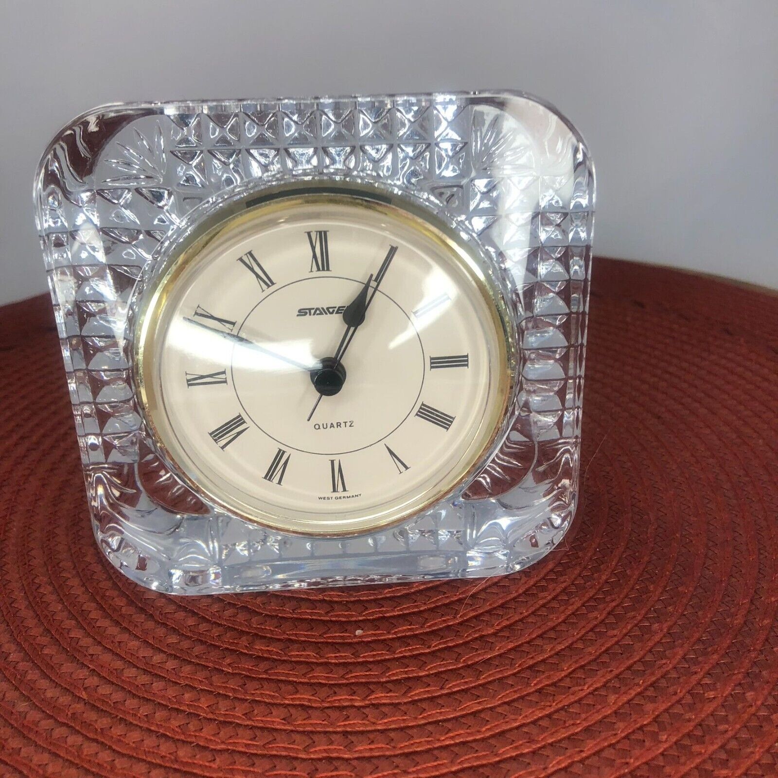 Vintage Staiger Quartz West Germany Lead Crystal France Desk Clock
