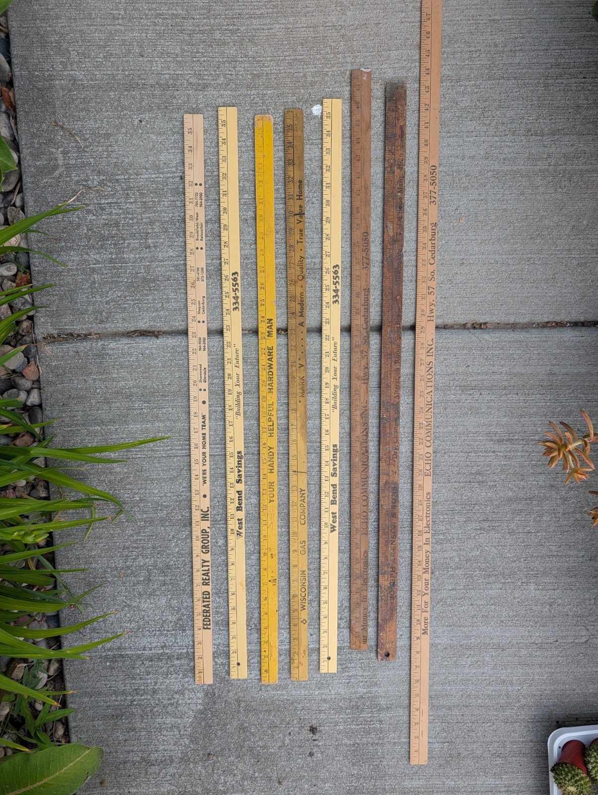 Vintage Southeast Wisconsin Advertising Yardsticks & 4-Foot Ruler (8-Piece...