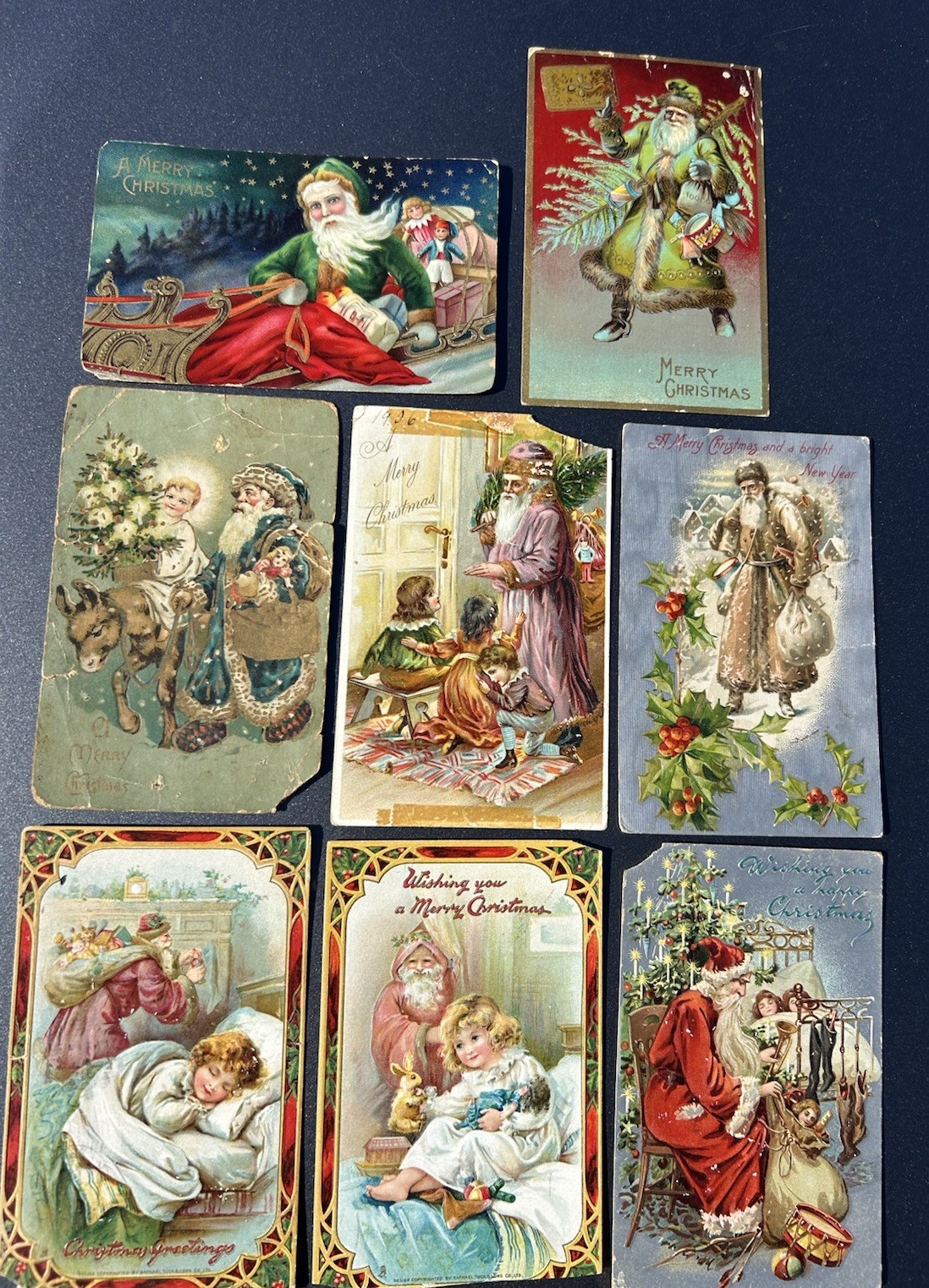 Antique Santa Claus Christmas Postcards Victorian (LOT OF 9) - ALL ONE PRICE..