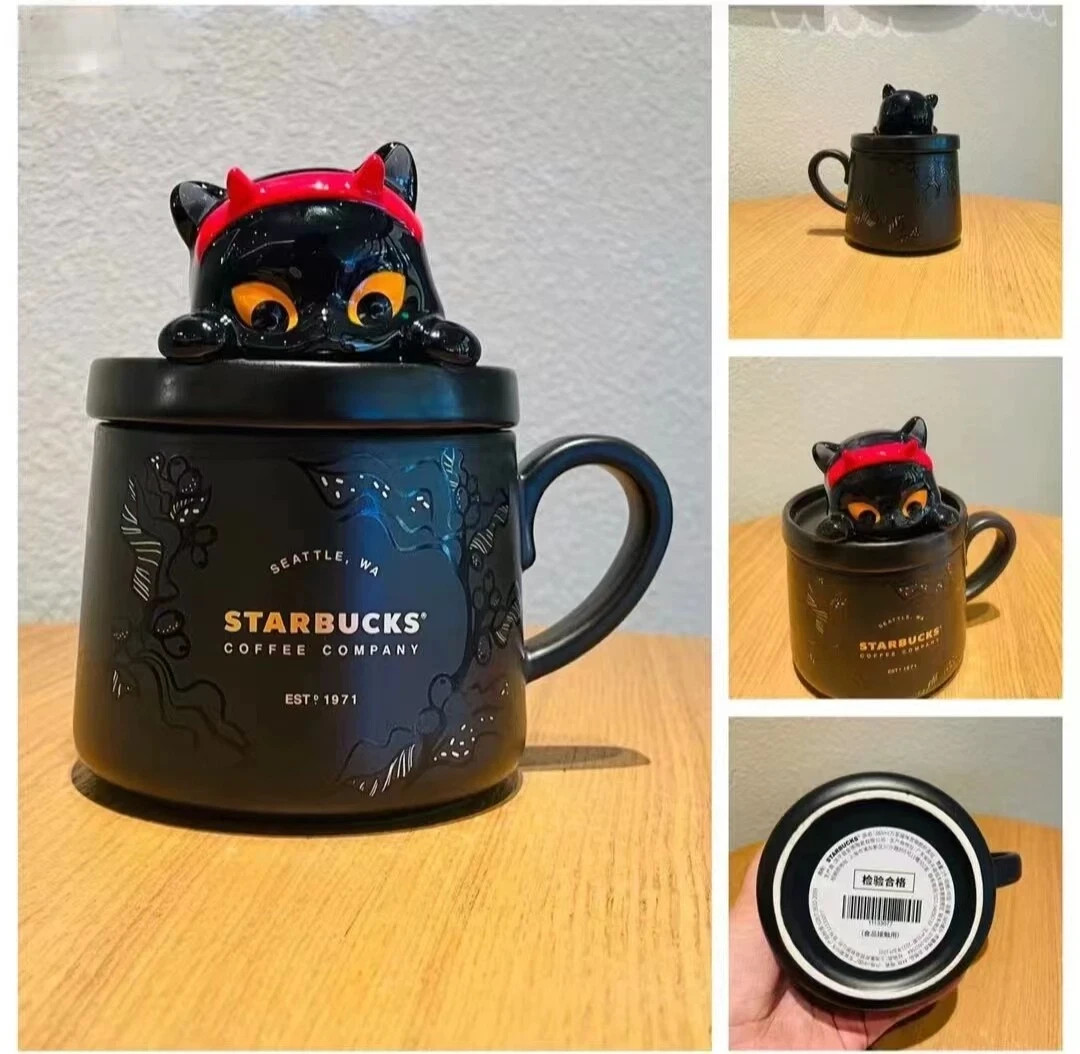 2024 Hot Starbucks Halloween Black Cat Reward Coffee Style Ceramic Mug with Lid 2024 Hot Starbucks Halloween Black Cat Reward Coffee Style Ceramic Mug with Lid