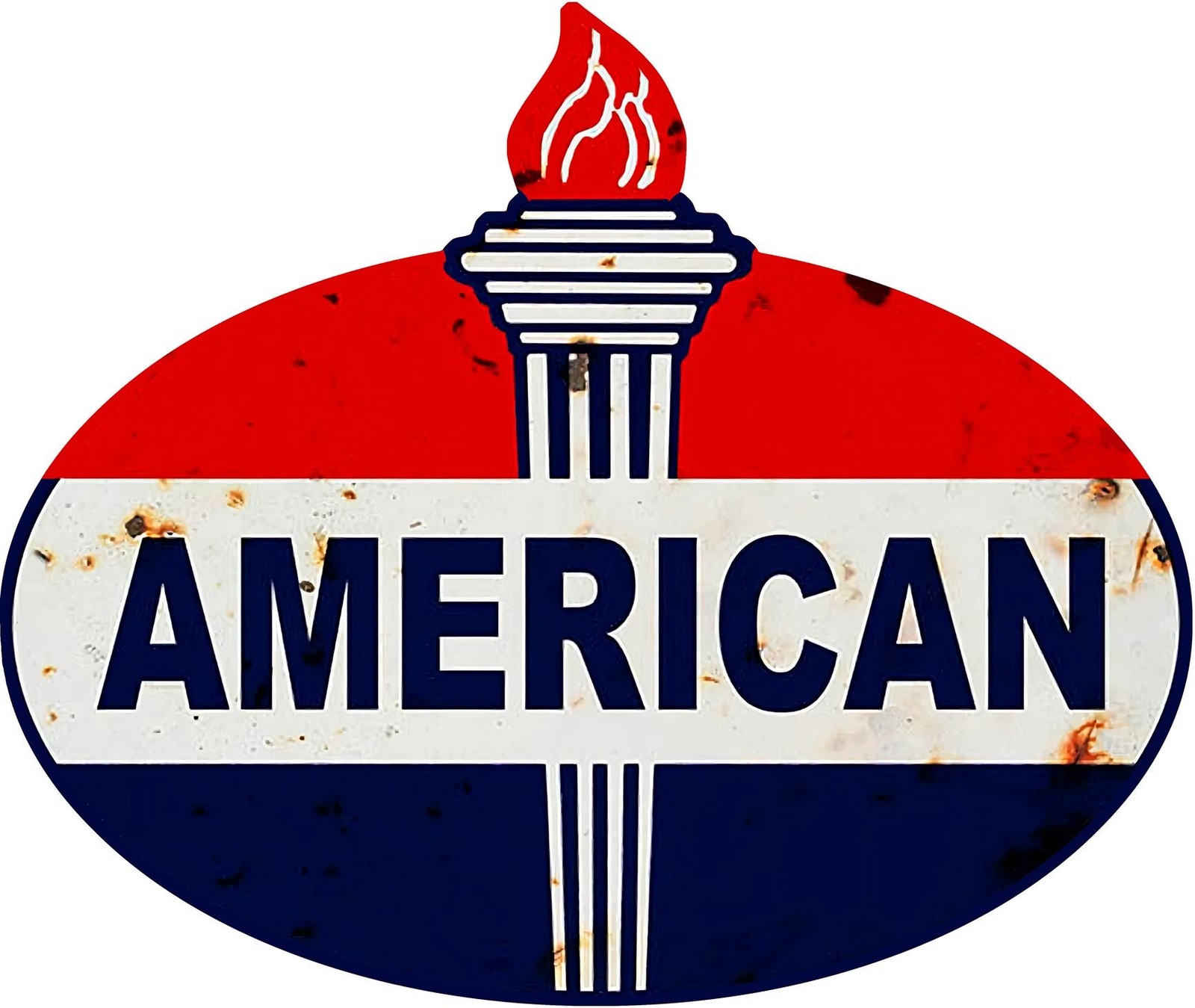 AMERICAN GAS COMPANY TORCH FLAME 36" HEAVY DUTY USA MADE METAL AGED ADV SIGN