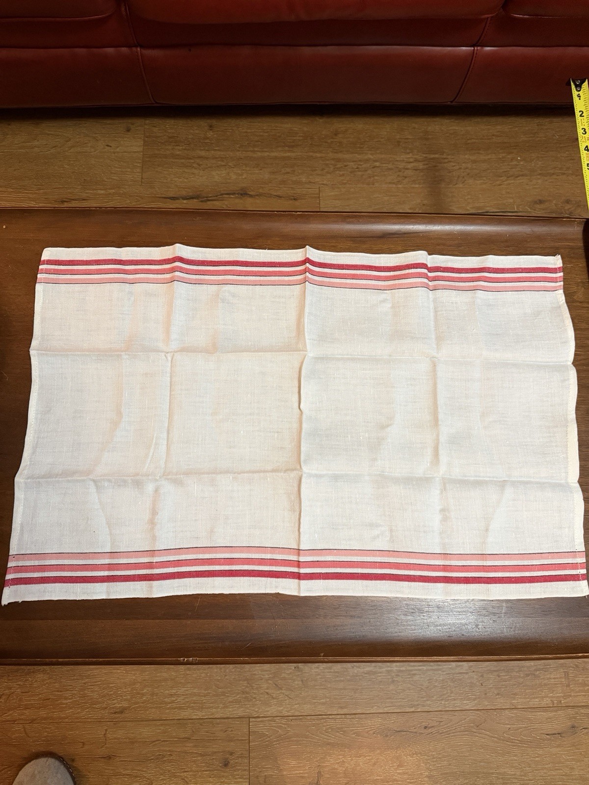 Vintage Set (4) Linen Weave Red Pink Woven Kitchen Towel 23.5” Vintage Set (4) Linen Weave Red Pink Woven Kitchen Towel 23.5”