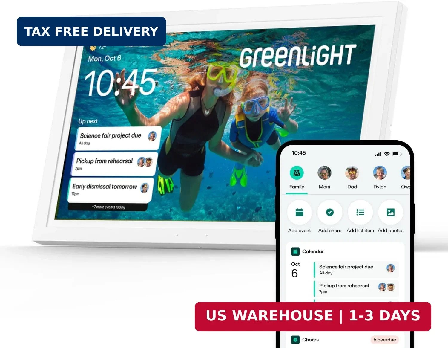 Greenlight Family Hub 15.6" Digital Calendar with Touch Screen Display