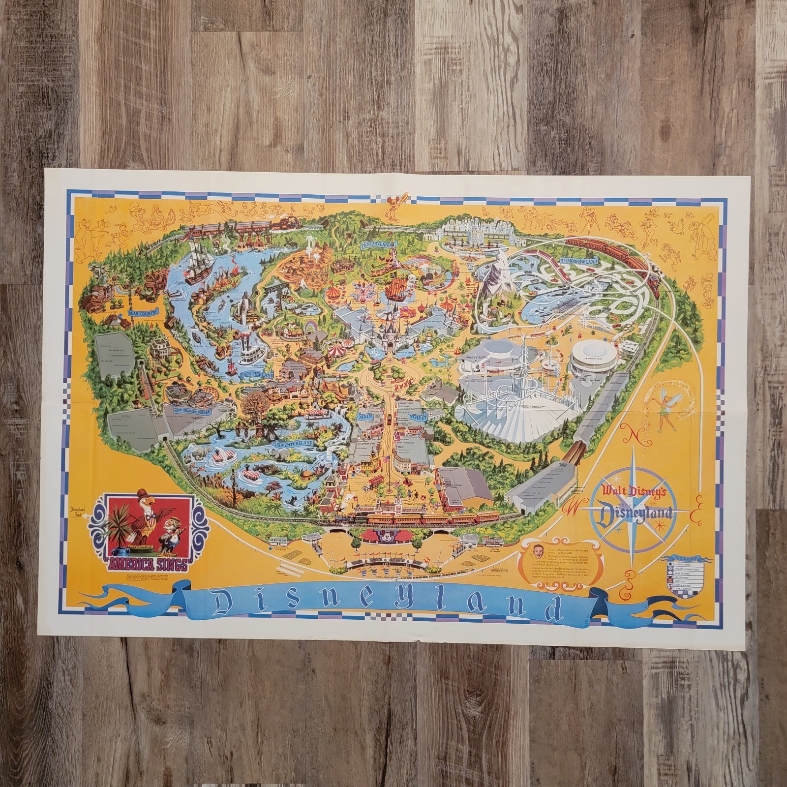 Vintage 1974 Walt Disney Disneyland Large Wall Map 30" X 43" Poster Guide PA 106 Vintage 1974 Walt Disney Disneyland Large Wall Map 30" X 43" Poster Guide PA 106
