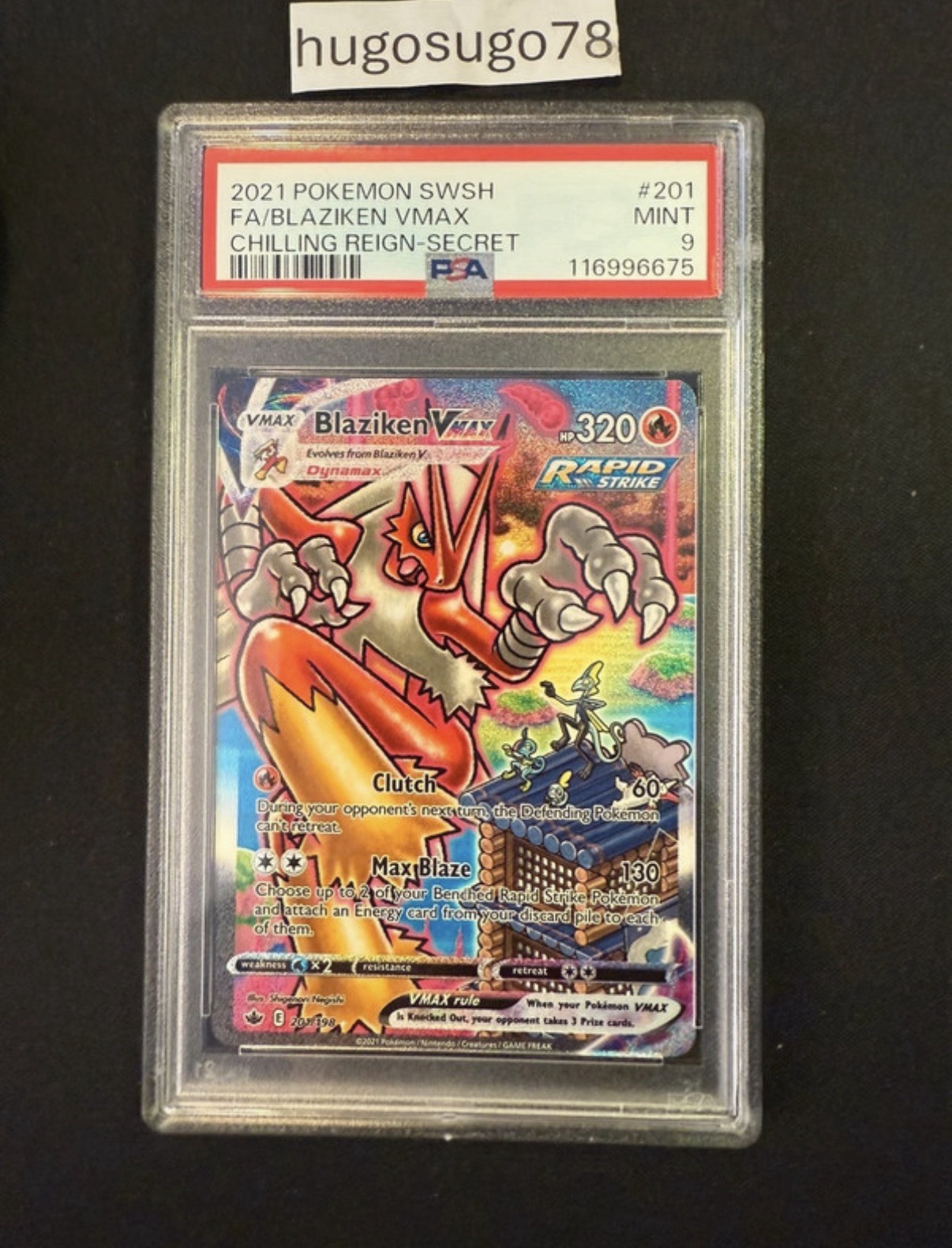 Pokemon PSA 9 Blaziken VMAX 201/198 2021 Chilling Reign Secret Pokemon PSA 9 Blaziken VMAX 201/198 2021 Chilling Reign Secret