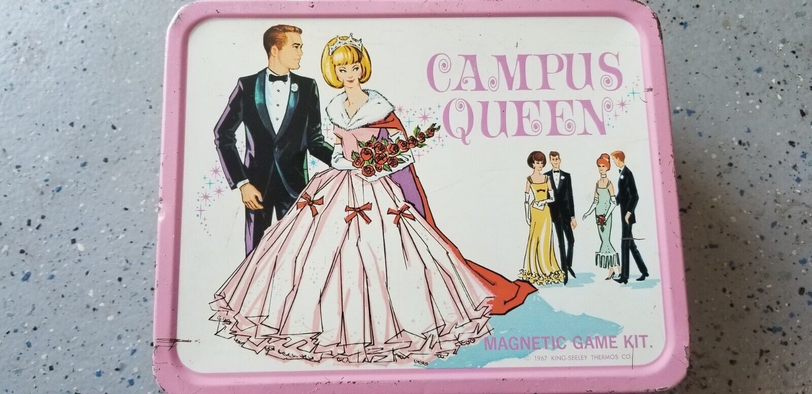 Campus Queen METAL LUNCH BOX King Seeley 1967 VGUC-LOVELY PATINA-FREE SHIPPING😀