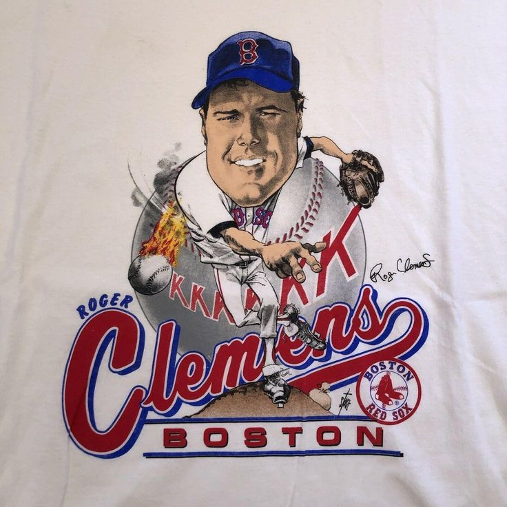 Roger Clemens Caricature Short Sleeve White Cotton T Shirt NP167 Roger Clemens Caricature Short Sleeve White Cotton T Shirt NP167