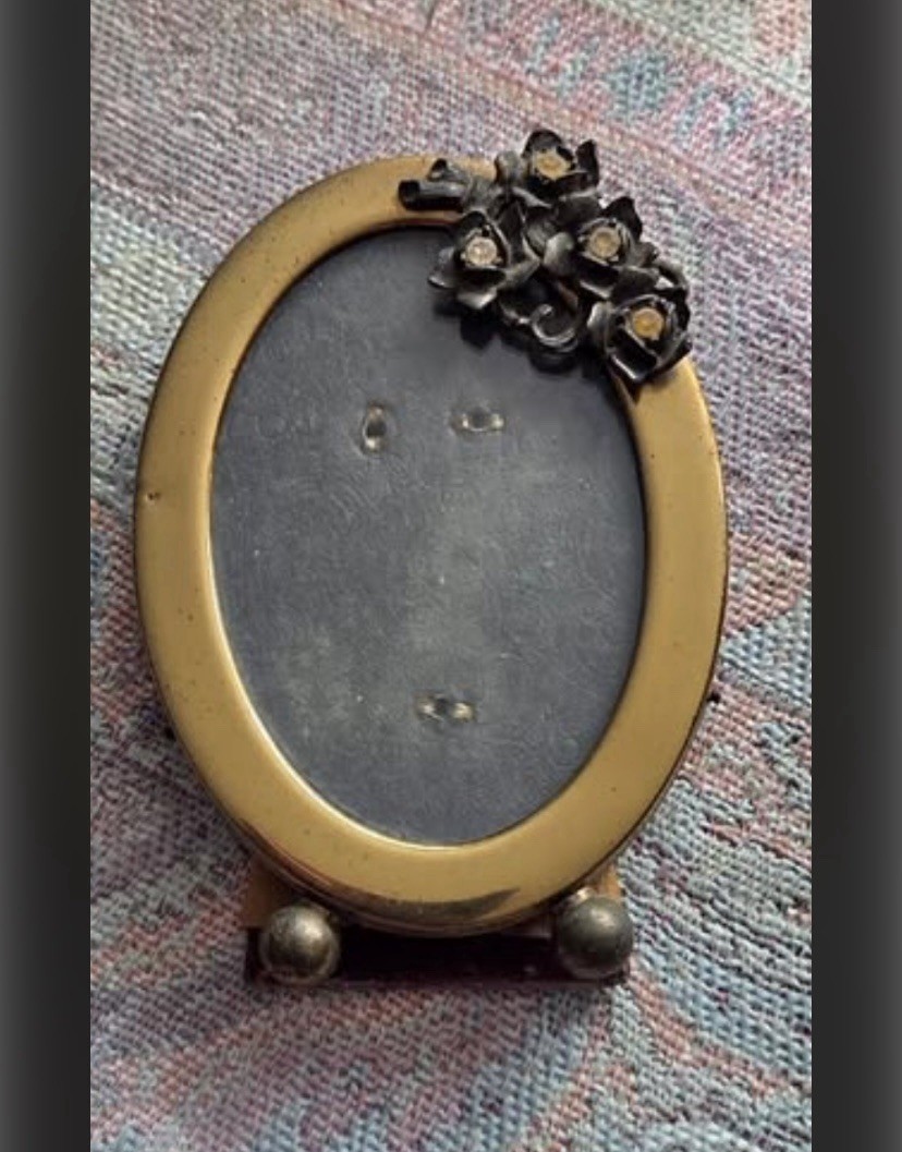 c. 1900 Antique Art Nouveau Miniature Picture Frame - Gilt Brass
