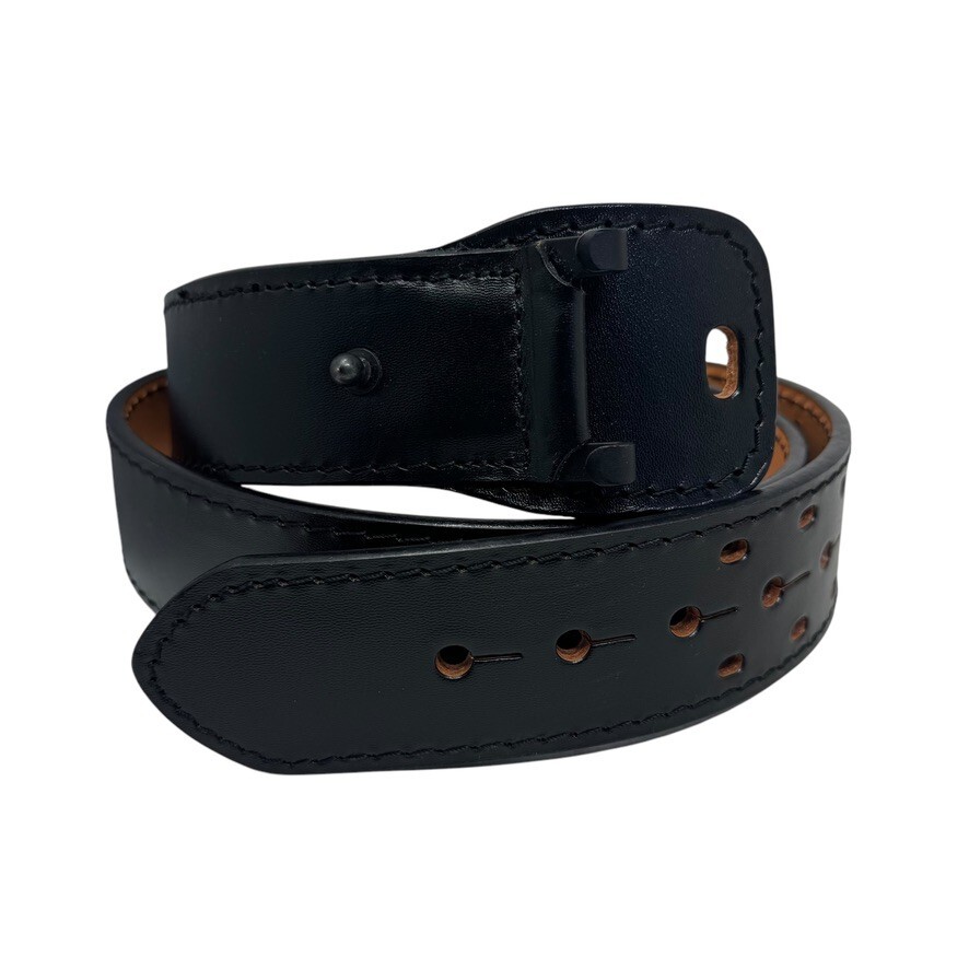 DUTY MAN  Police Style Black Leather Belt size 44  2 1/4" No buckle