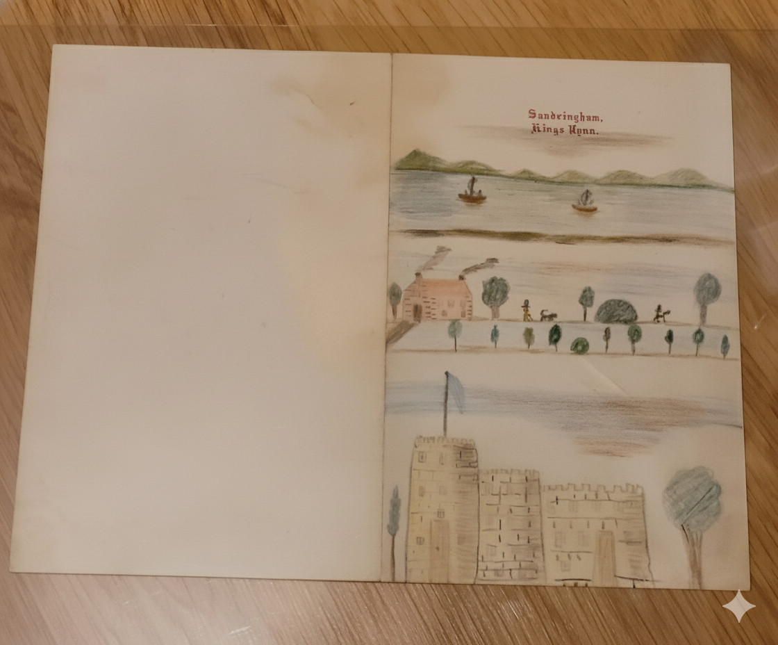 Rare 1877 Sketch by Princess Royal LOUISE VICTORIA Age 10, Signed Royal Art Rare 1877 Sketch by Princess Royal LOUISE VICTORIA Age 10, Signed Royal Art
