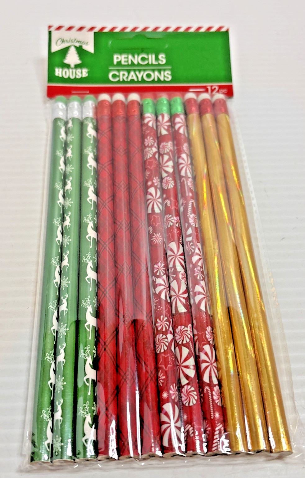 Christmas House 12 Holiday Pencils Set 4 Festive Styles Stocking Stuffers Gifts Christmas House 12 Holiday Pencils Set 4 Festive Styles Stocking Stuffers Gifts