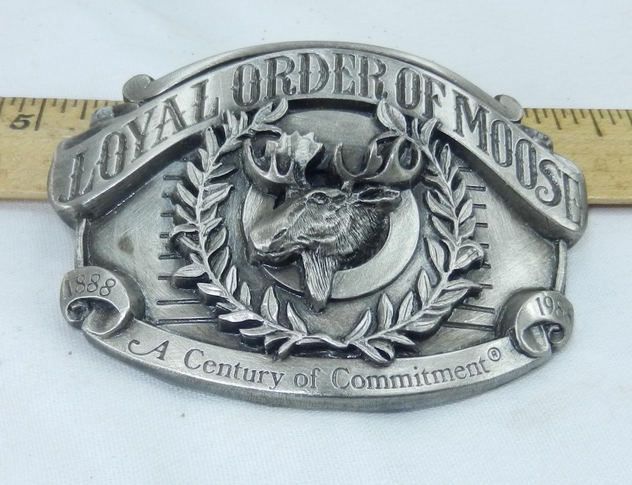 Vintage Belt Buckle Loyal Order Moose Century 1888-1988 Limited Edition Wel Made