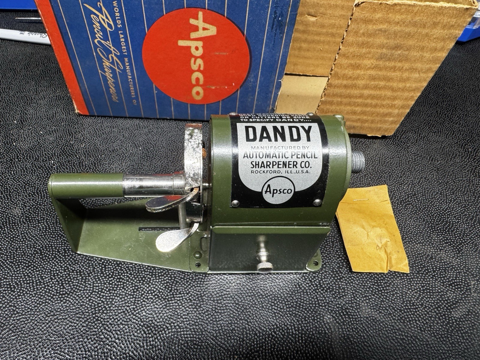 Antique APSCO Dandy Automatic Feed Pencil Sharpener 1900's Rockford Illinois