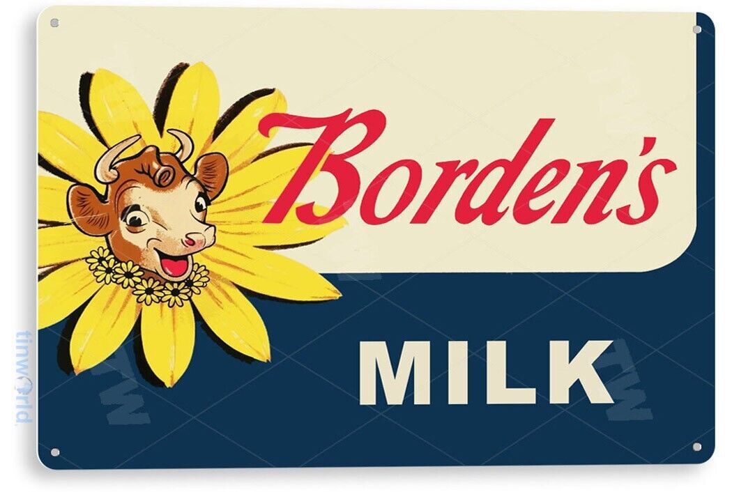 TIN SIGN Borden Milk Retro Sign Kitchen Farm Cottage Store A021