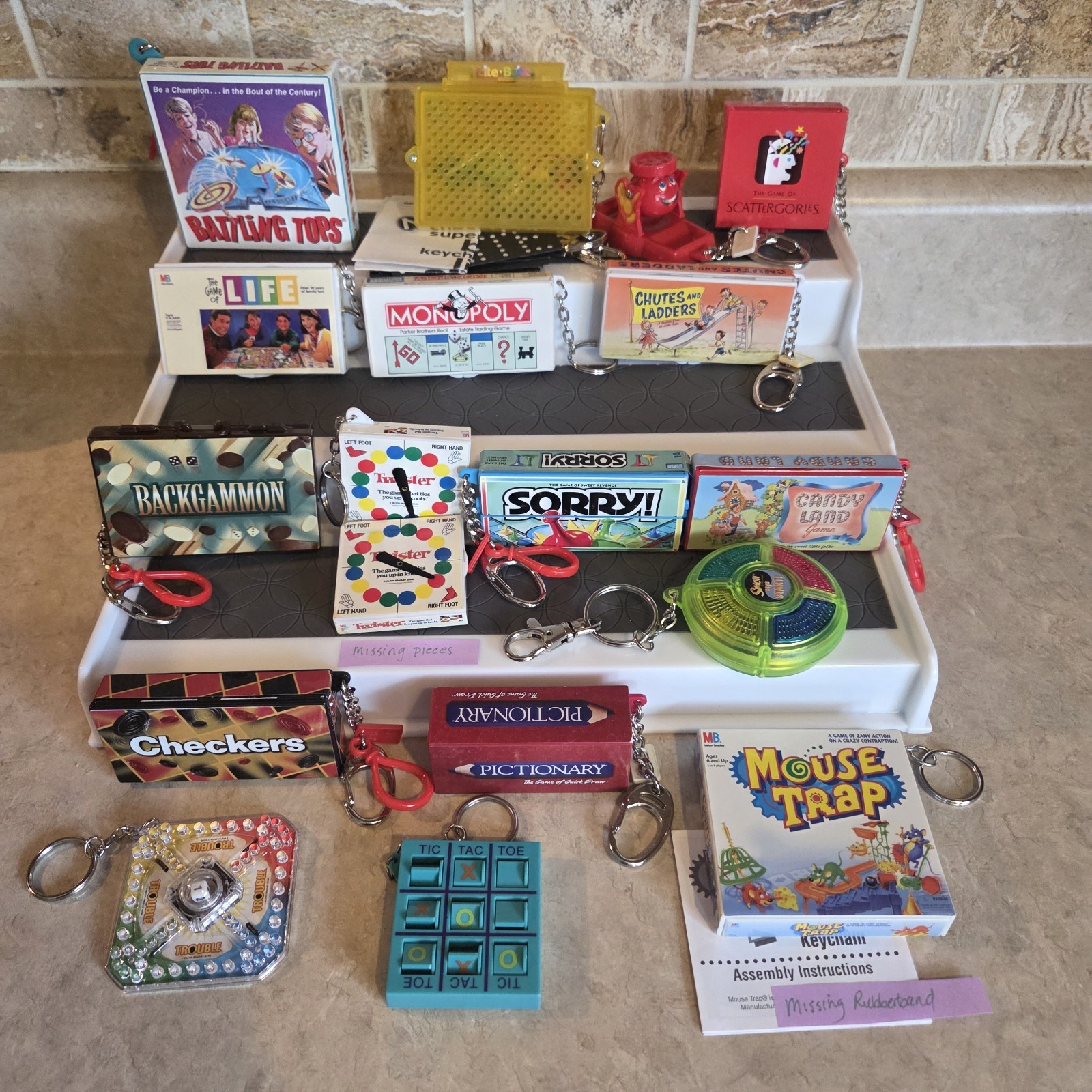 Basic Fun Miniature Game Toy Keychains Hasbro Board Games Lot of 18 Basic Fun Miniature Game Toy Keychains Hasbro Board Games Lot of 18