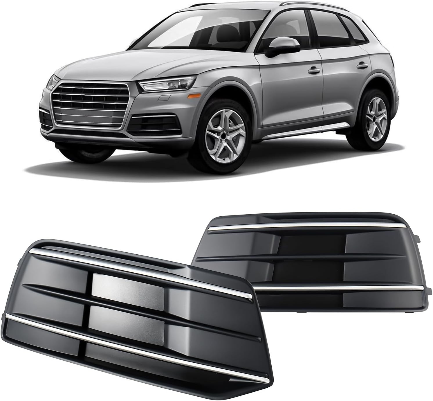 GearUp 1 Pair Front Driving Fog Light Bezel Cover for Audi Q5 2018-2020