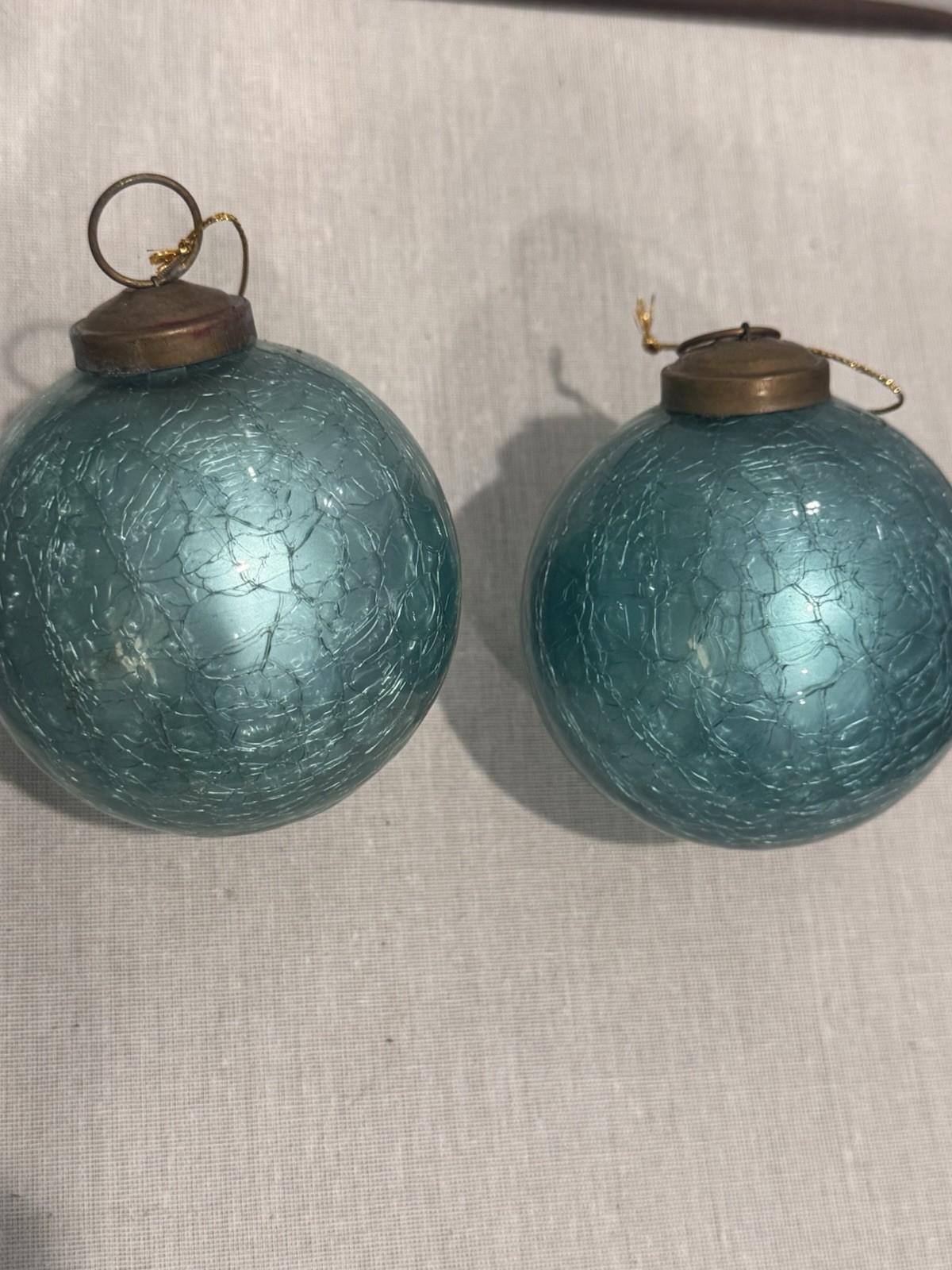Antique German Kugel Christmas Ornaments Teal Blue Heavy Glass 3” Pair Antique German Kugel Christmas Ornaments Teal Blue Heavy Glass 3” Pair