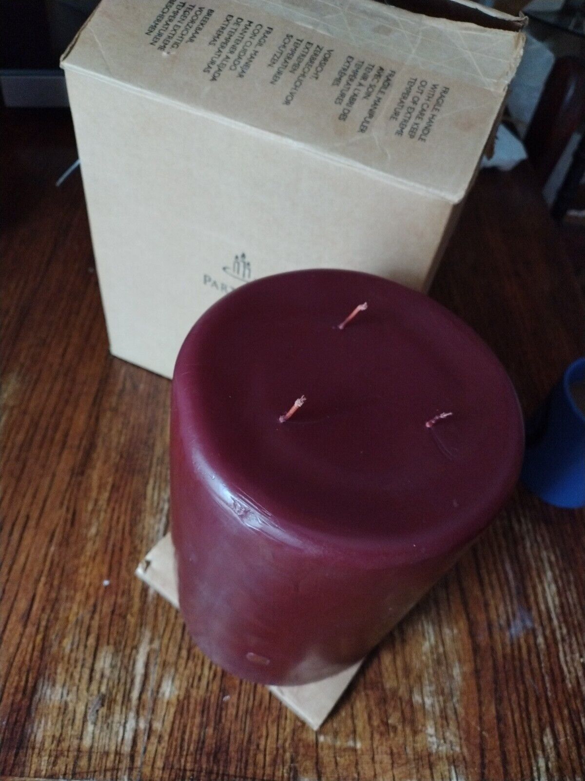 Partylite Raspberry Mulberry 3 Wick Pillar 6 x 8 New W/ Box Candle S6828 I S68
