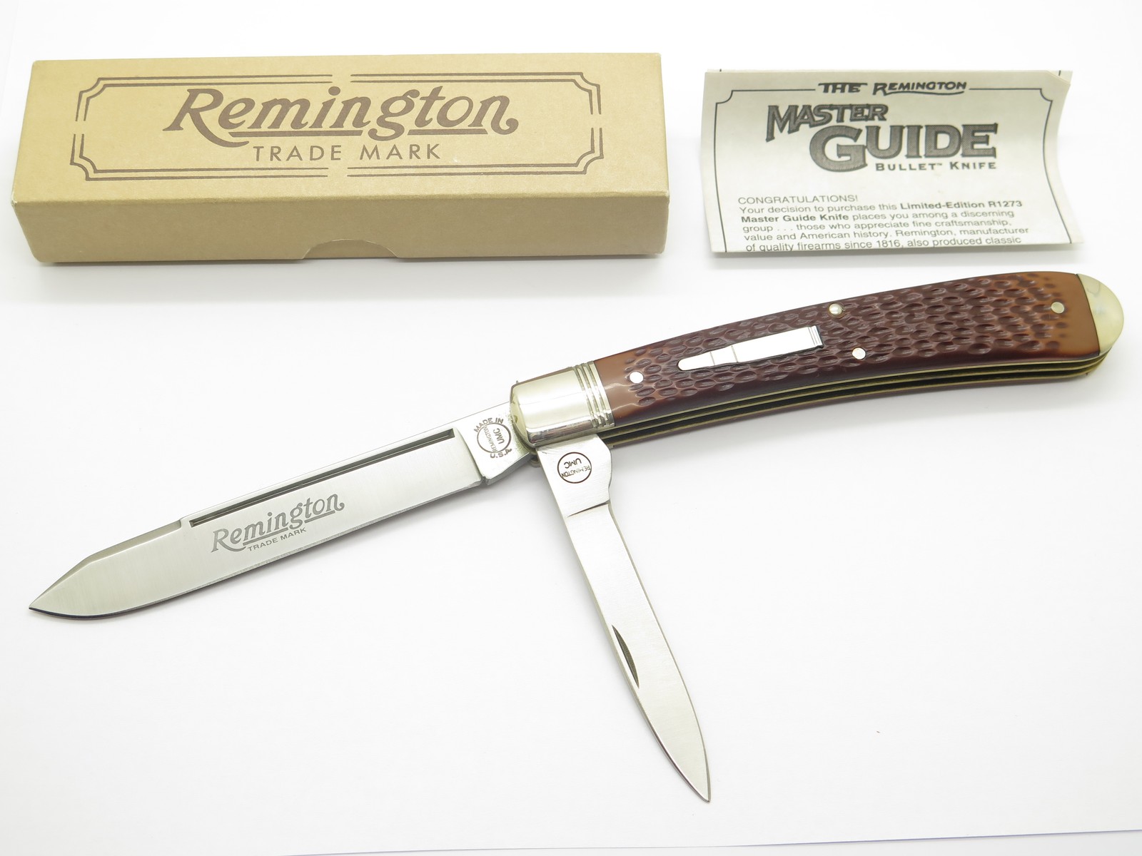 1995 Remington UMC R1273 USA Master Guide Bullet Trapper Folding Pocket Knife 1995 Remington UMC R1273 USA Master Guide Bullet Trapper Folding Pocket Knife