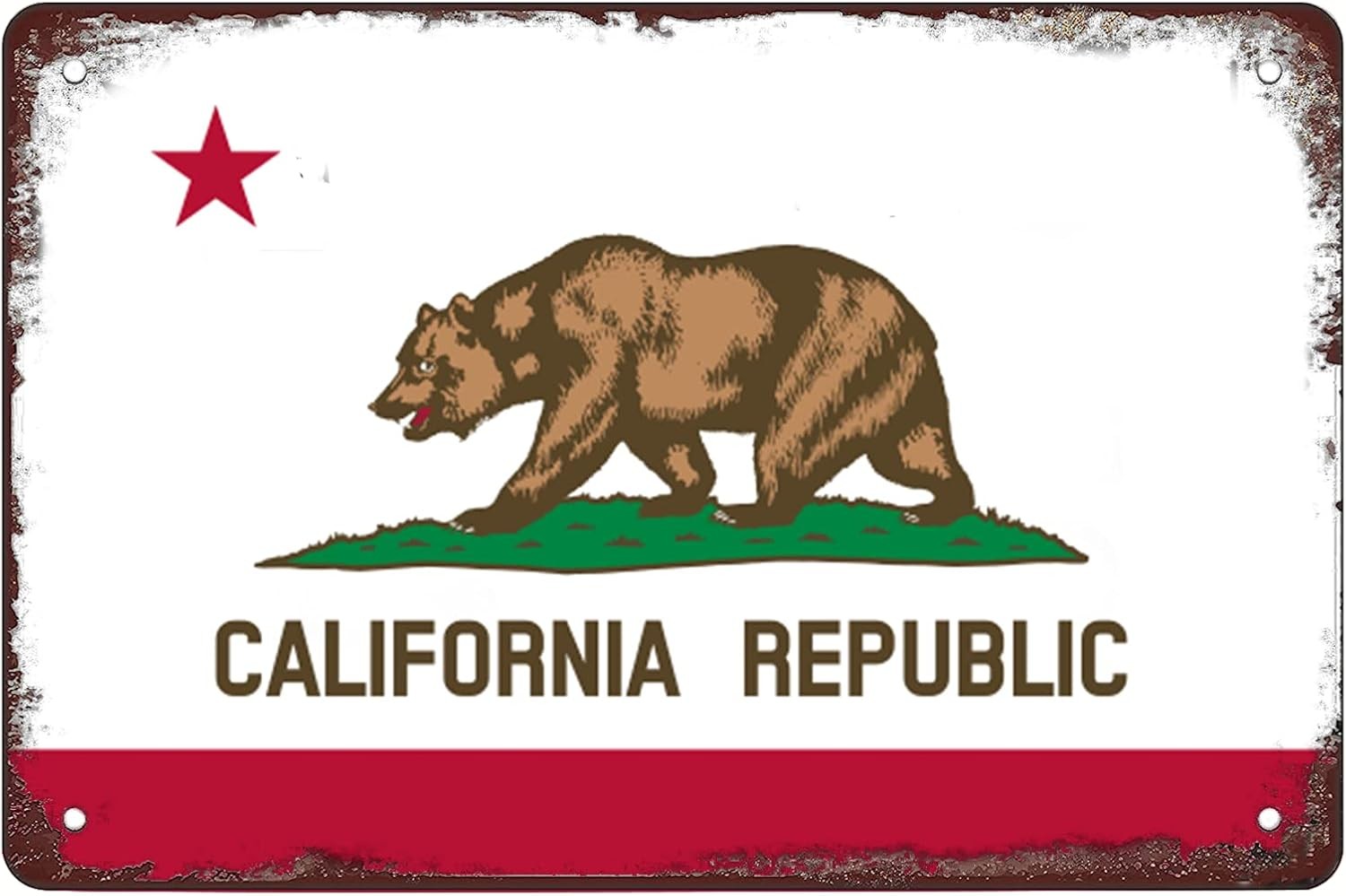 Funny California State Flag outdoor Tin Metal Signs Home Décor 8x12 Funny California State Flag outdoor Tin Metal Signs Home Décor 8x12