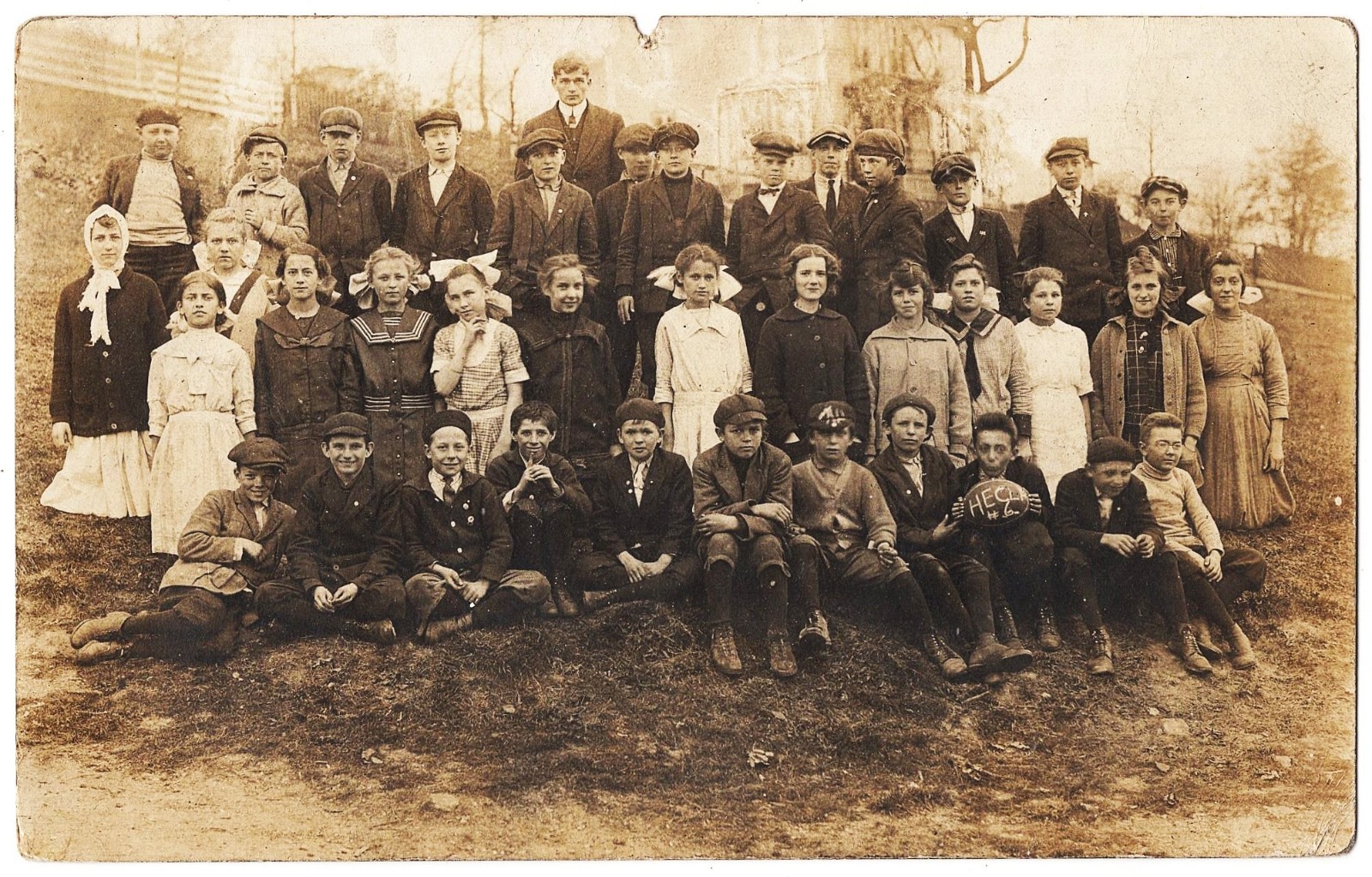 real photo Hecla SD - School Students Football antique postcard RPPC real photo Hecla SD - School Students Football antique postcard RPPC