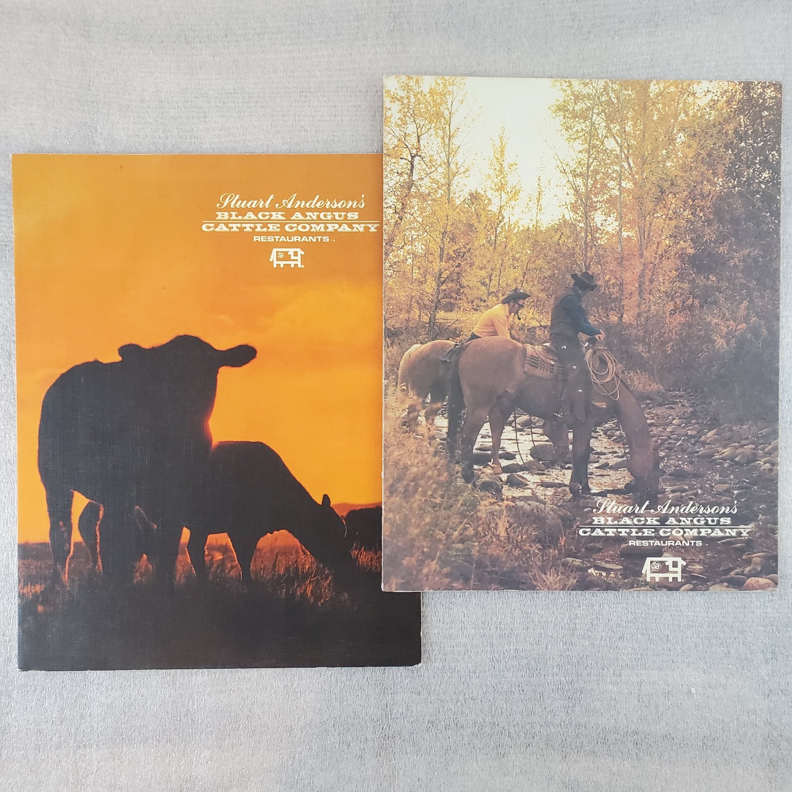 2 VTG Stuart Anderson Black Angus Cattle Company Restaurant Menus Cowboys, Cows