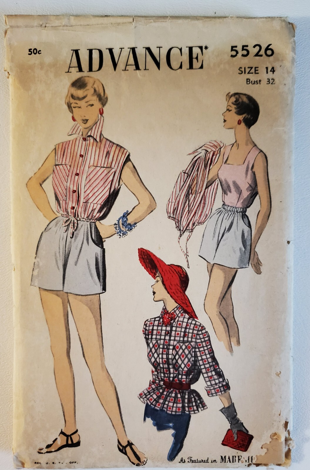 Uncut Vtg 40s HIGH WAIST SHORTS W/ POCKETS Advance 5526 SLEEVELESS TOP SZ 14 Uncut Vtg 40s HIGH WAIST SHORTS W/ POCKETS Advance 5526 SLEEVELESS TOP SZ 14