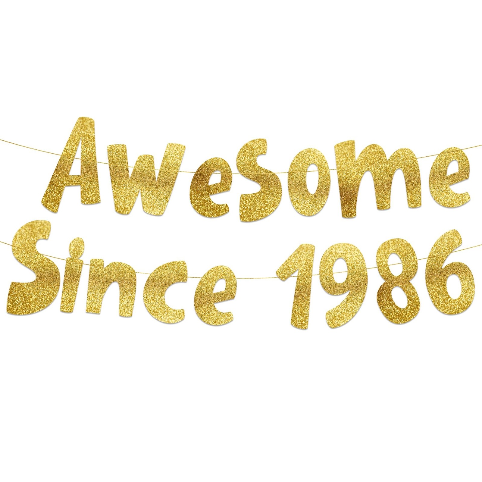 Pre-Strung Awesome Since 1986 Gold Glitter Banner - Funny 40th Birthday and A... Pre-Strung Awesome Since 1986 Gold Glitter Banner - Funny 40th Birthday and A...