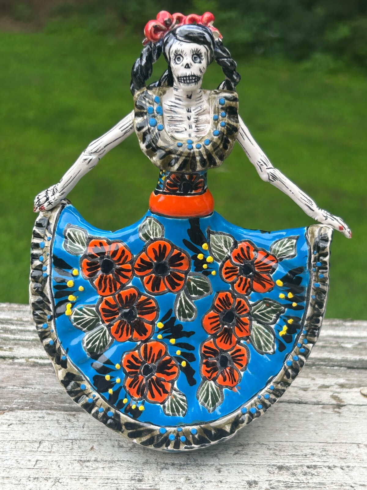 Bailarina Dancer Catrina Mini Talavera Statue 7" Hand Paint Ceramic Mexican A27 Bailarina Dancer Catrina Mini Talavera Statue 7" Hand Paint Ceramic Mexican A27