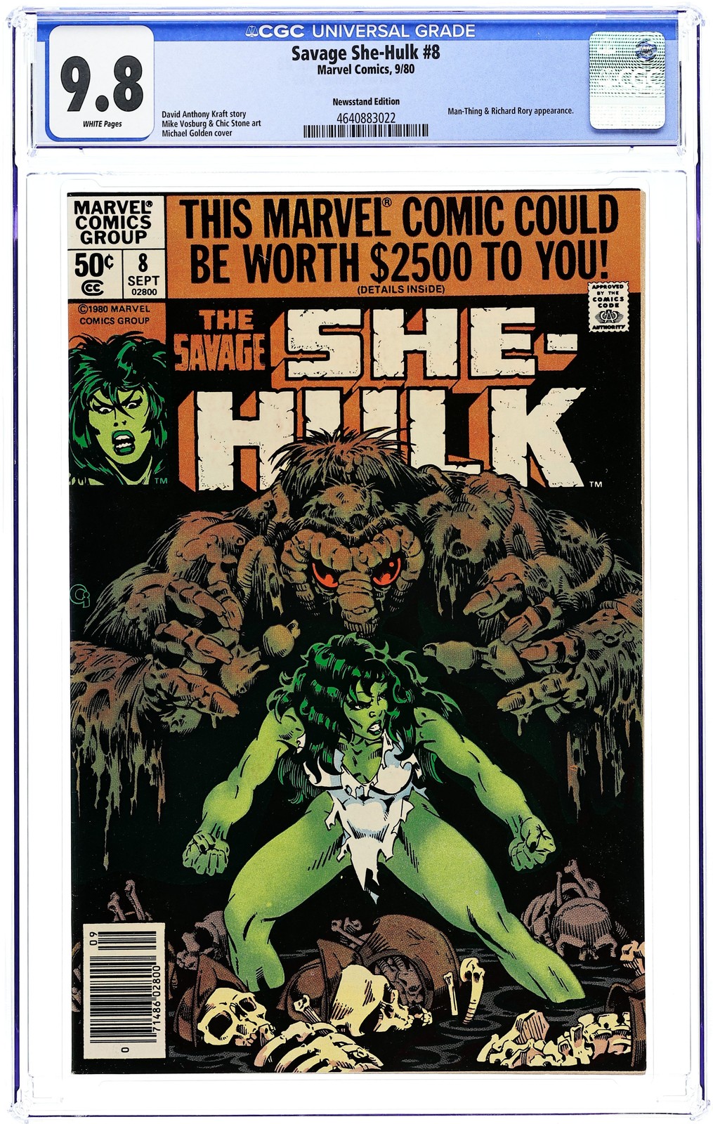 Savage She-Hulk #8N CGC 9.8 Newsstand 1980 4640883022 Savage She-Hulk #8N CGC 9.8 Newsstand 1980 4640883022