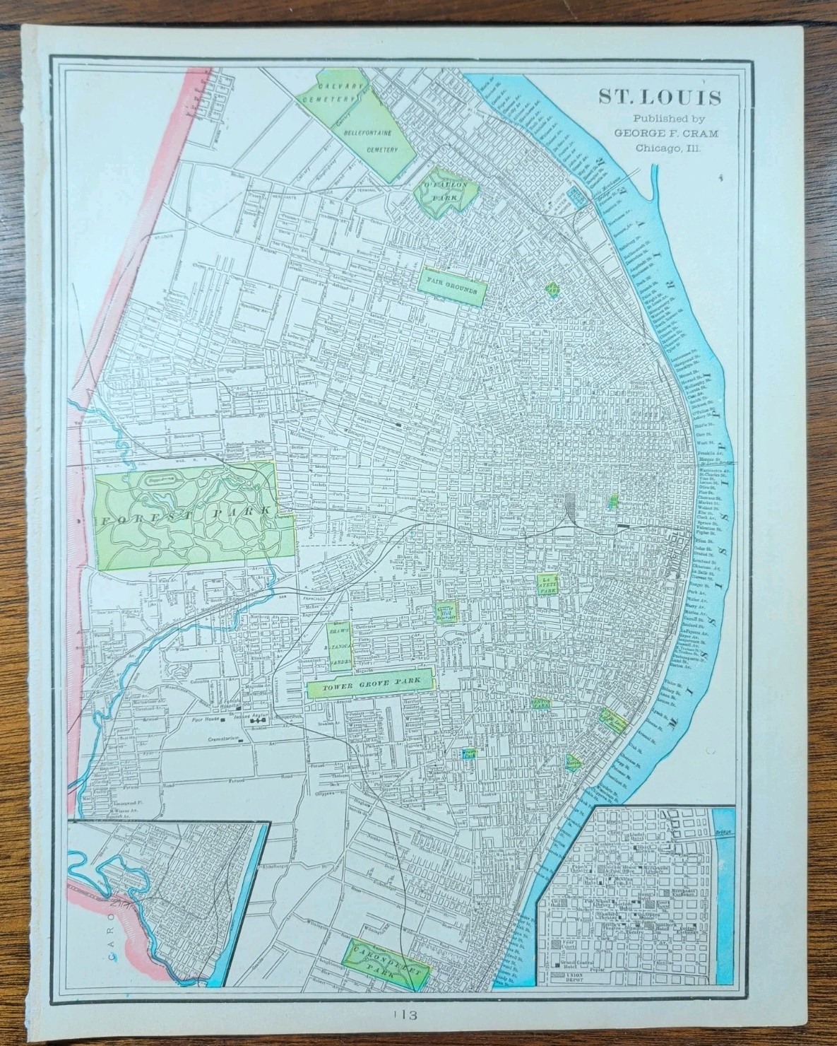 Vintage 1902 ST LOUIS MISSOURI Map 11"x14" Old Antique Original LASALLE PARK Vintage 1902 ST LOUIS MISSOURI Map 11"x14" Old Antique Original LASALLE PARK