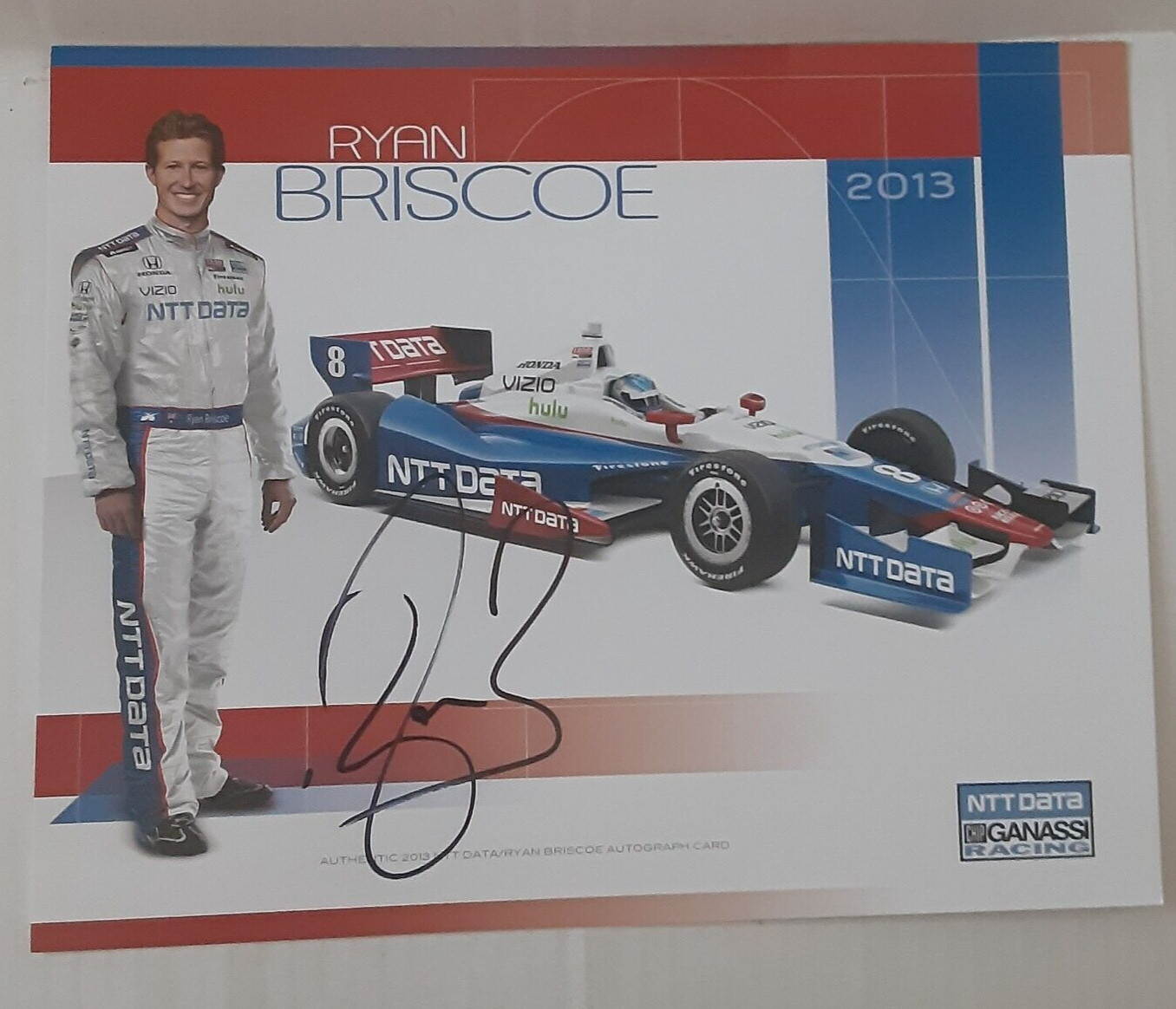 Ryan Briscoe #8 Autographed Hero Card NTT Data Chip Ganassi Racing IndyCar