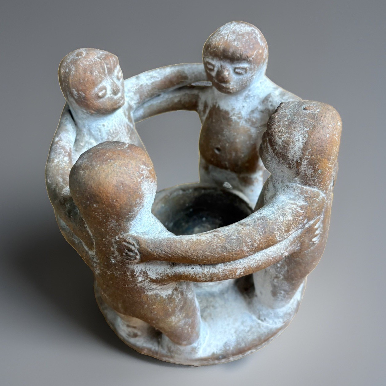 Vintage Mexican Circle of Friends Pottery Candle Holder Folk Art 7" Hecho Mexico Vintage Mexican Circle of Friends Pottery Candle Holder Folk Art 7" Hecho Mexico