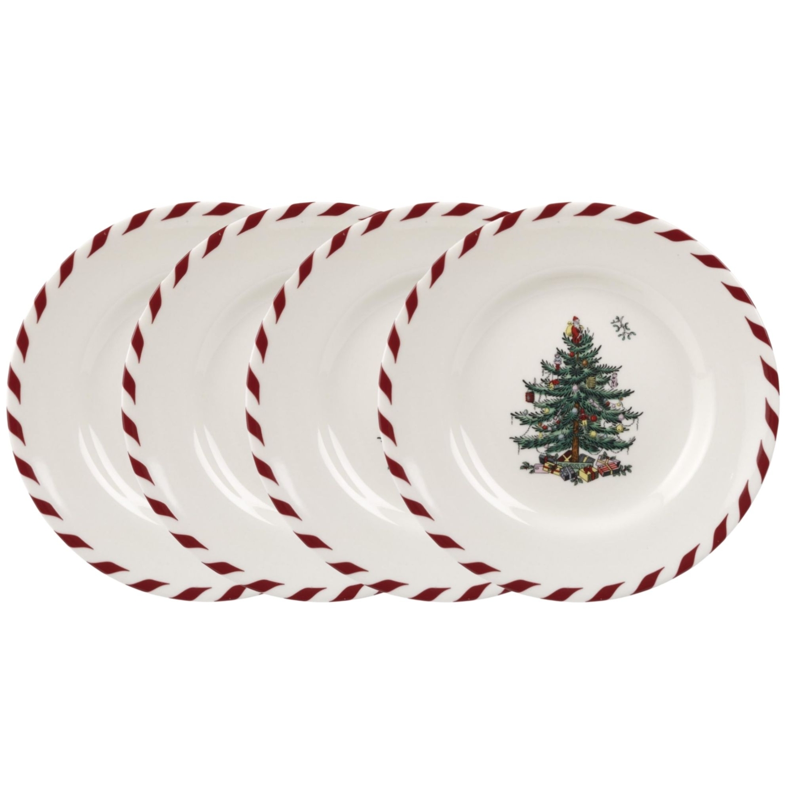 Spode Christmas Tree Peppermint Canape Plates - Set of 4 Spode Christmas Tree Peppermint Canape Plates - Set of 4