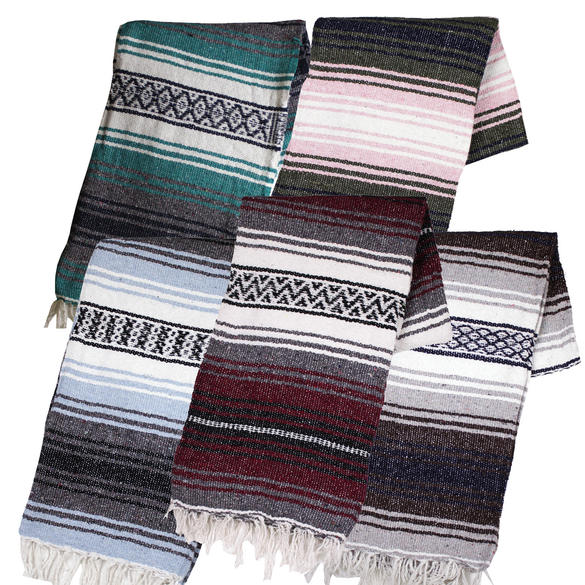 Two (2) Falsa Blankets - Authentic Mexican 74” x 50” Random colors Two (2) Falsa Blankets - Authentic Mexican 74” x 50” Random colors