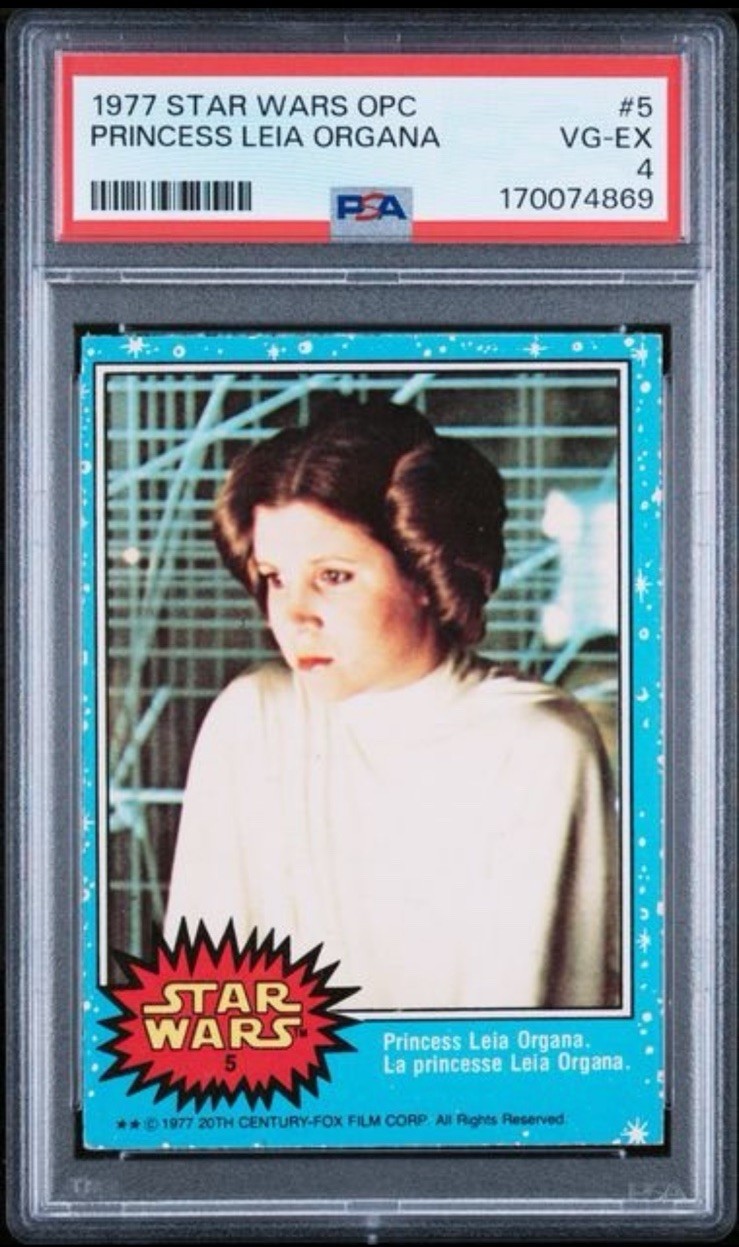 Princess Leia Organa 1977 Star Wars OPC O-Pee-Chee PSA 4 VG-EX #5 Princess Leia Organa 1977 Star Wars OPC O-Pee-Chee PSA 4 VG-EX #5