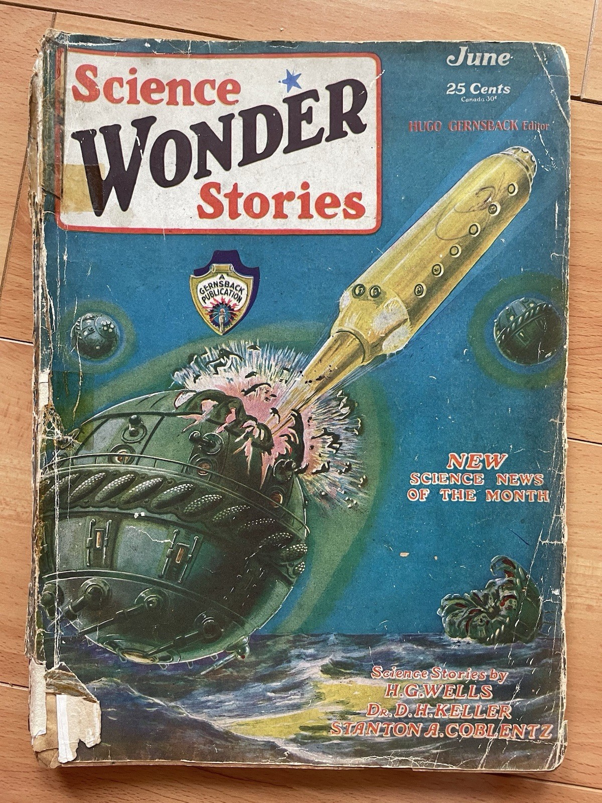 Science Wonder Stories June 1929 Vol 1 No 1 H. G. Wells Vintage Magazine Science Wonder Stories June 1929 Vol 1 No 1 H. G. Wells Vintage Magazine