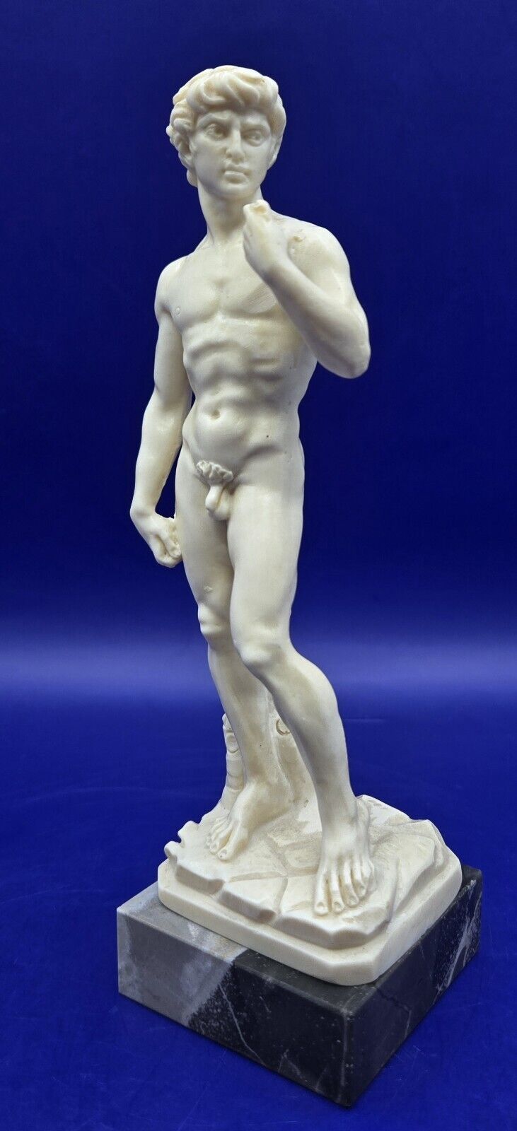 Vintage Michelangelo David Statue Marble Base A Santini Signed 6.75\