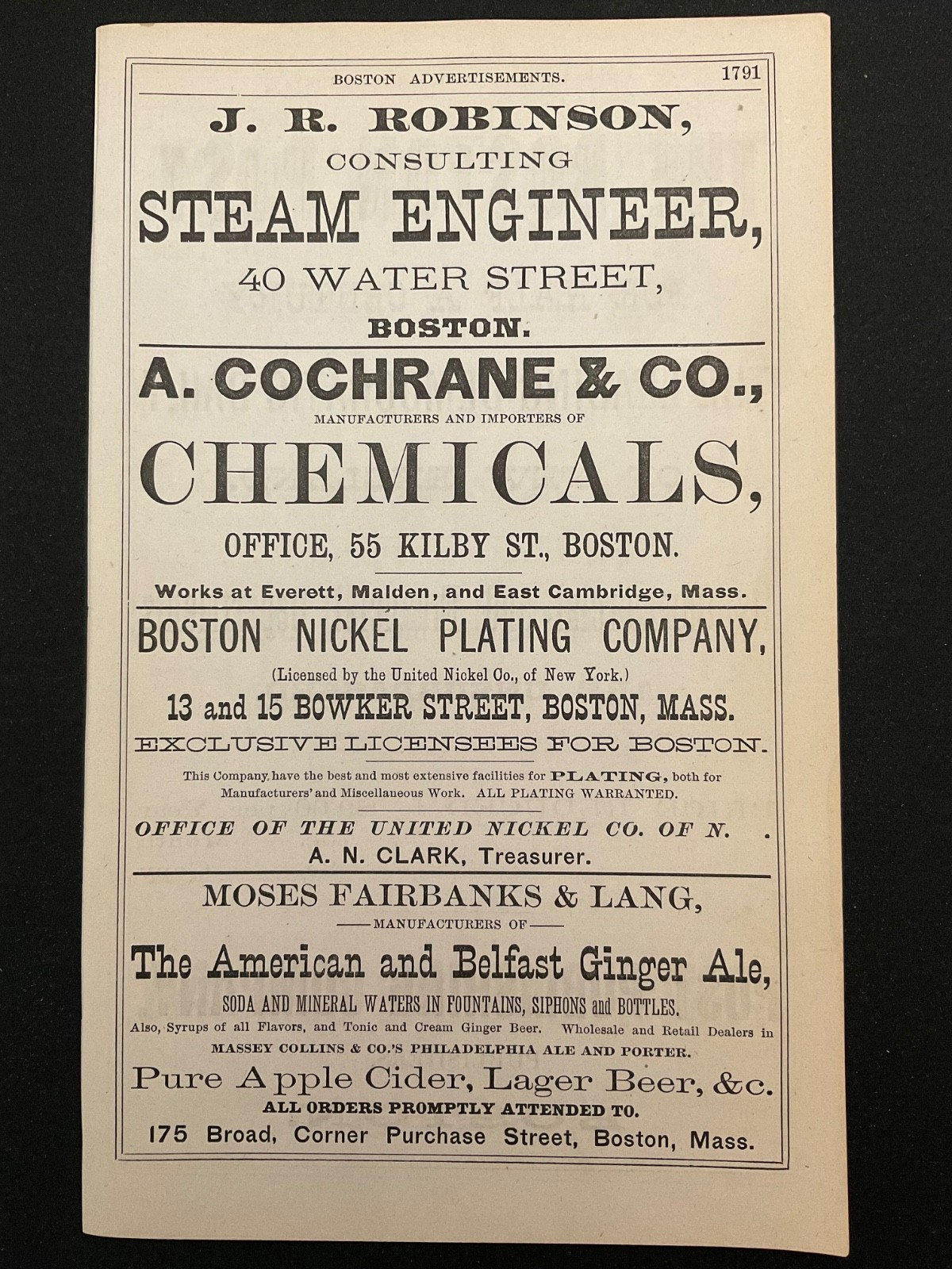 1883 Antique Ad Page Robinson Steam Engineer, Boston Post Publishing, Boston MA 1883 Antique Ad Page Robinson Steam Engineer, Boston Post Publishing, Boston MA
