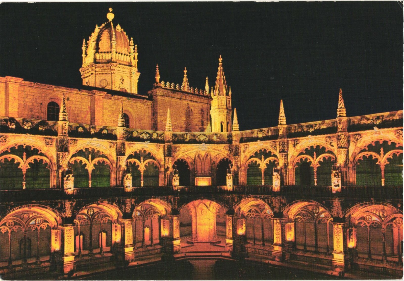 Lisbon Portugal Jeronimos Monastery at Night Chrome Postcard 1965 Unused Lisbon Portugal Jeronimos Monastery at Night Chrome Postcard 1965 Unused