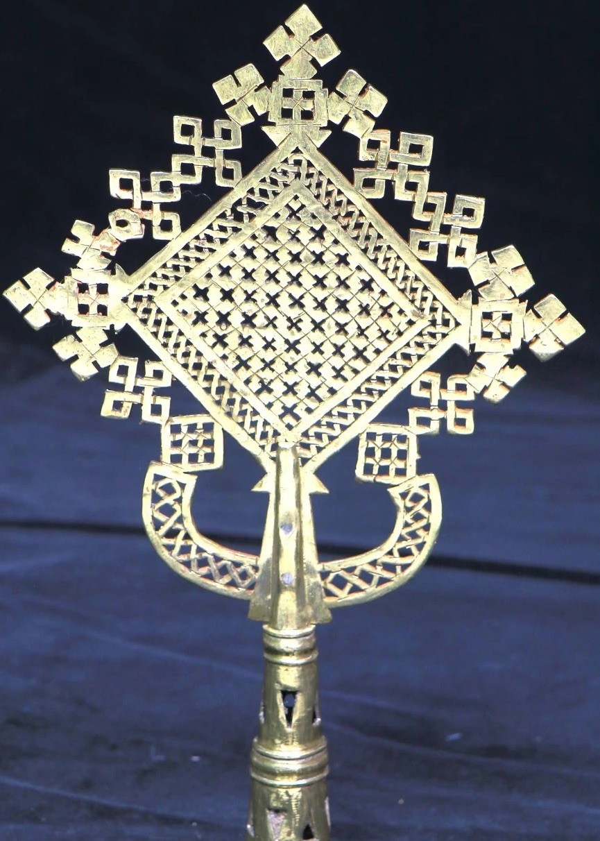 Ethiopian Orthodox Coptic Handmade Processional Cross Artifact Home Decor, Art