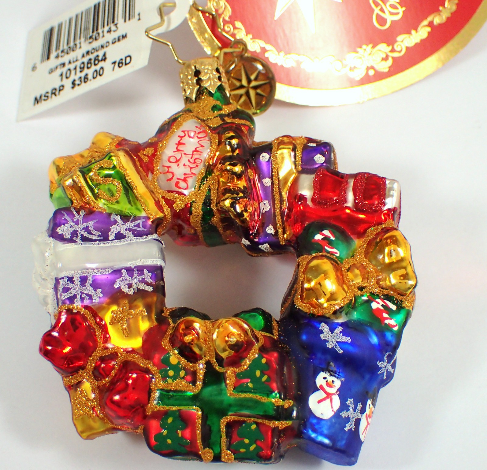 NWT Christopher Radko GIFTS ALL AROUND Gem Wreath Ornament No 1019664 RARE NWT Christopher Radko GIFTS ALL AROUND Gem Wreath Ornament No 1019664 RARE